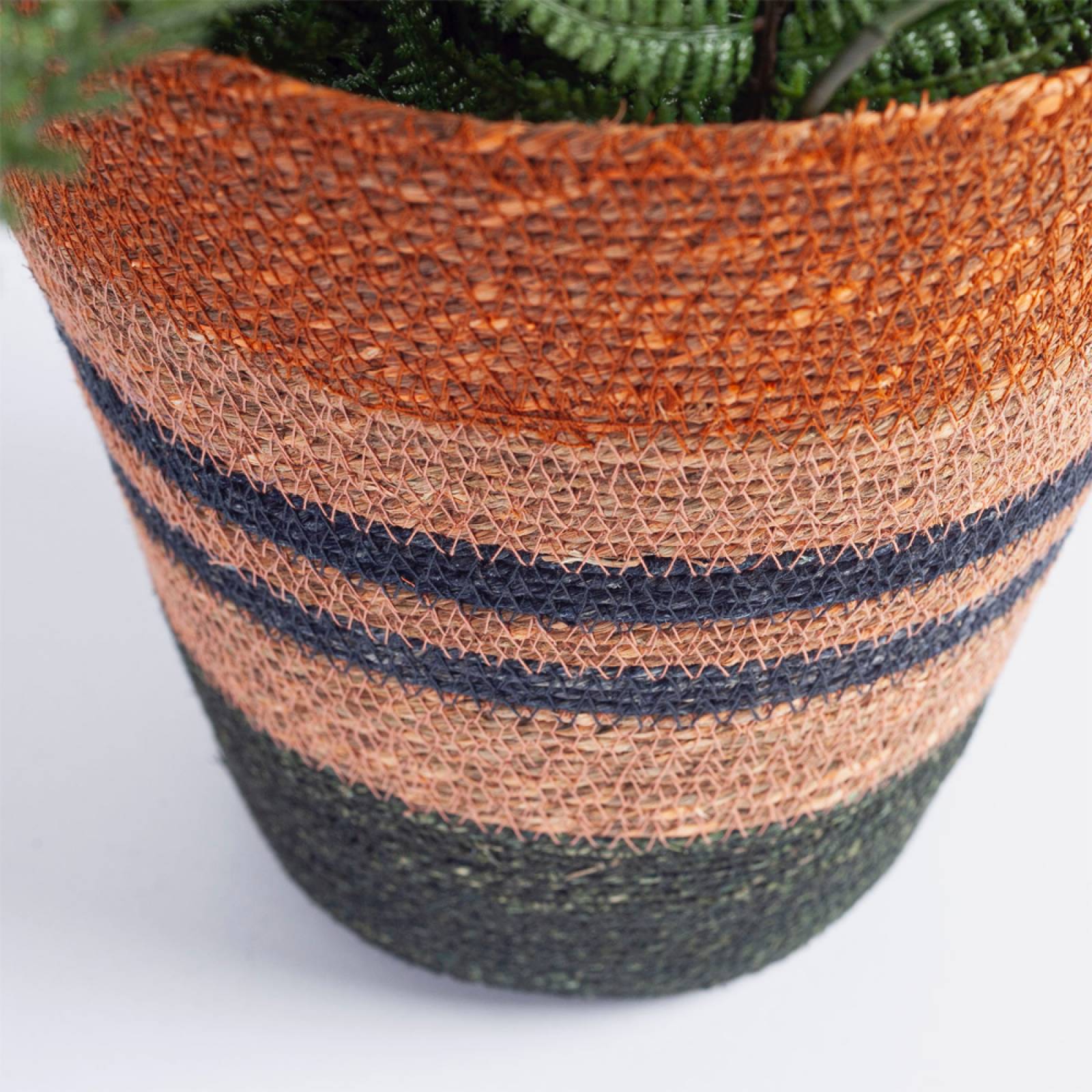 Seagrass Waste Paper Basket in Olive And Old Rose thumbnails