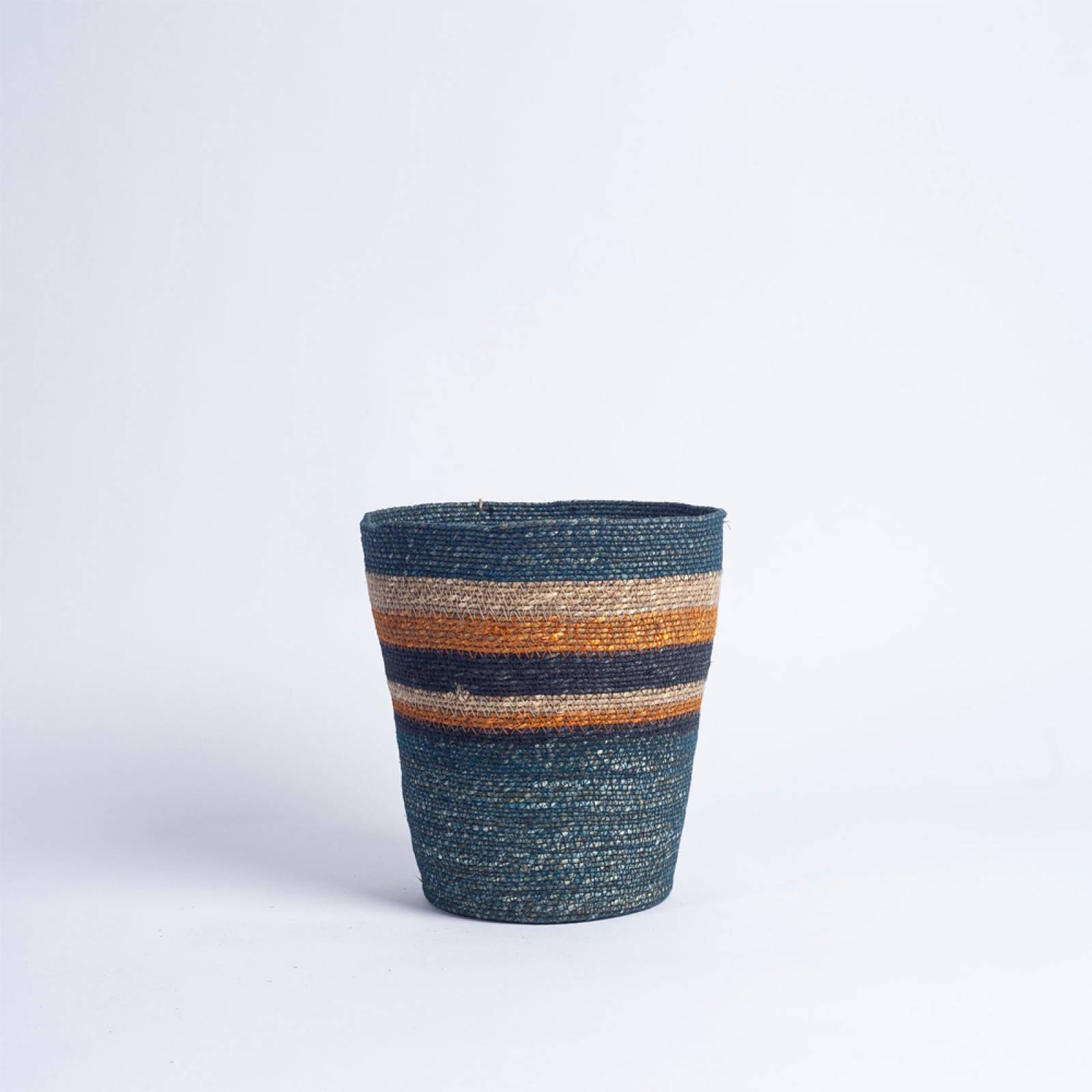 Seagrass Waste Paper Basket in Pompadour & Midnight