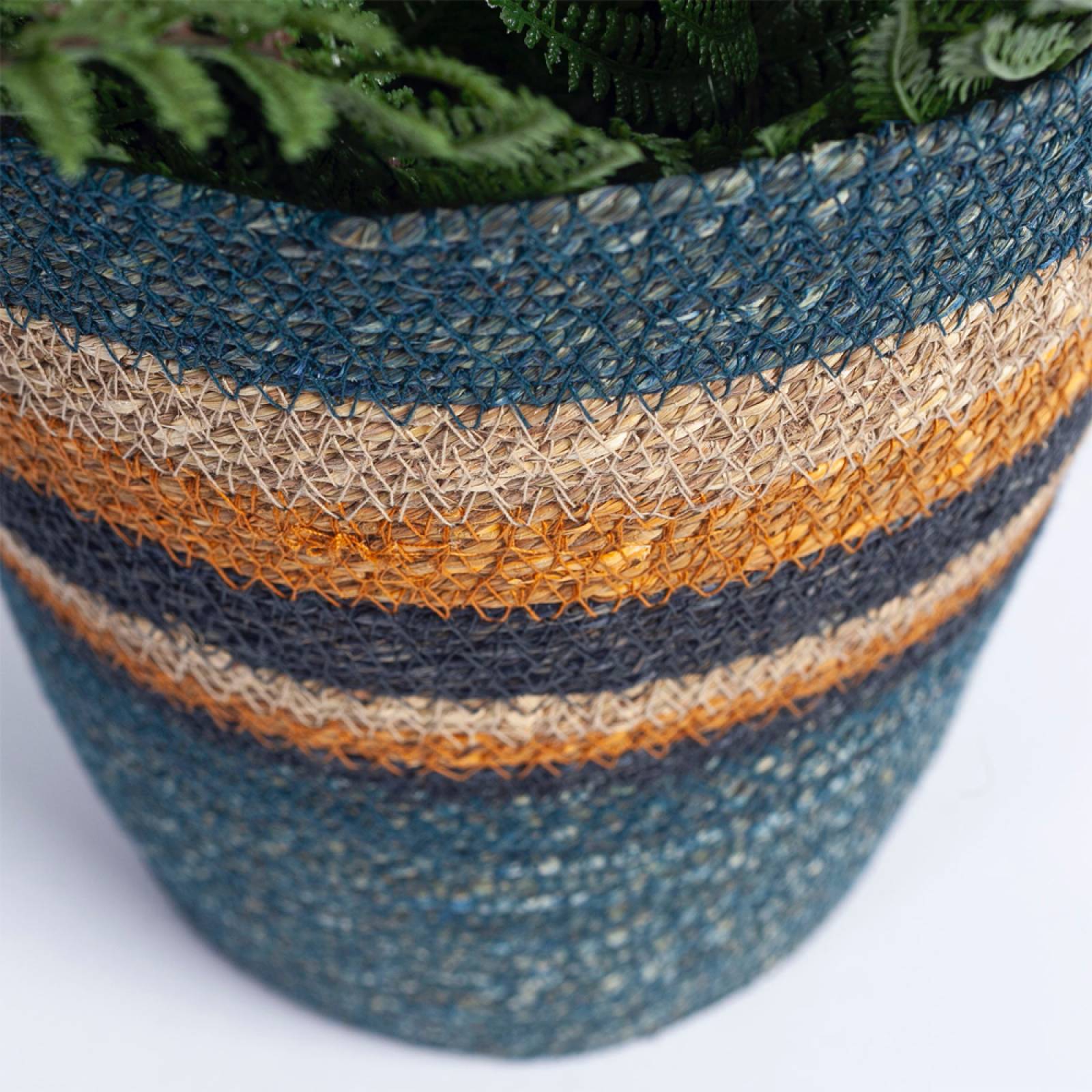 Seagrass Waste Paper Basket in Pompadour & Midnight thumbnails