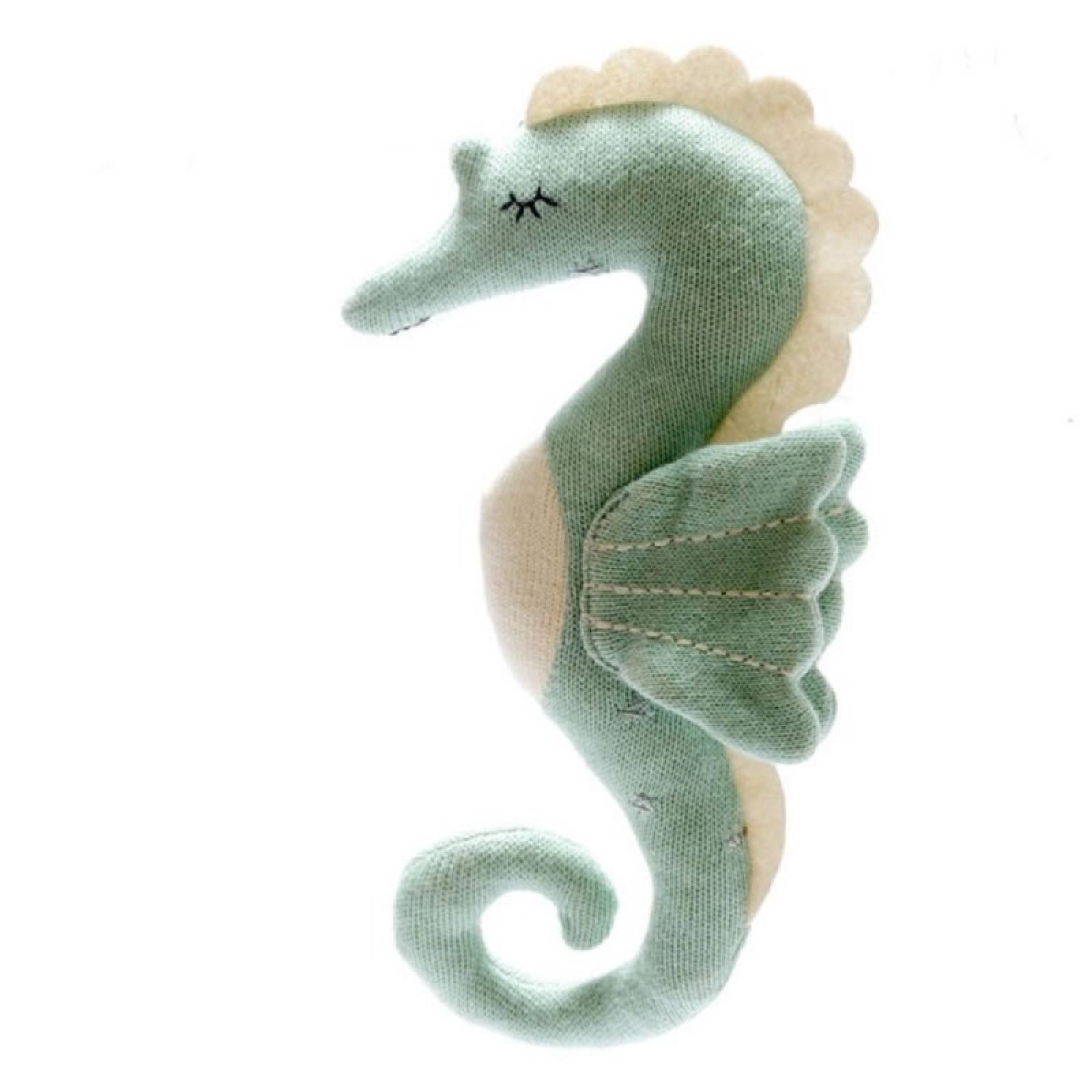 Seahorse Knitted Cotton Soft Toy In Green 0+