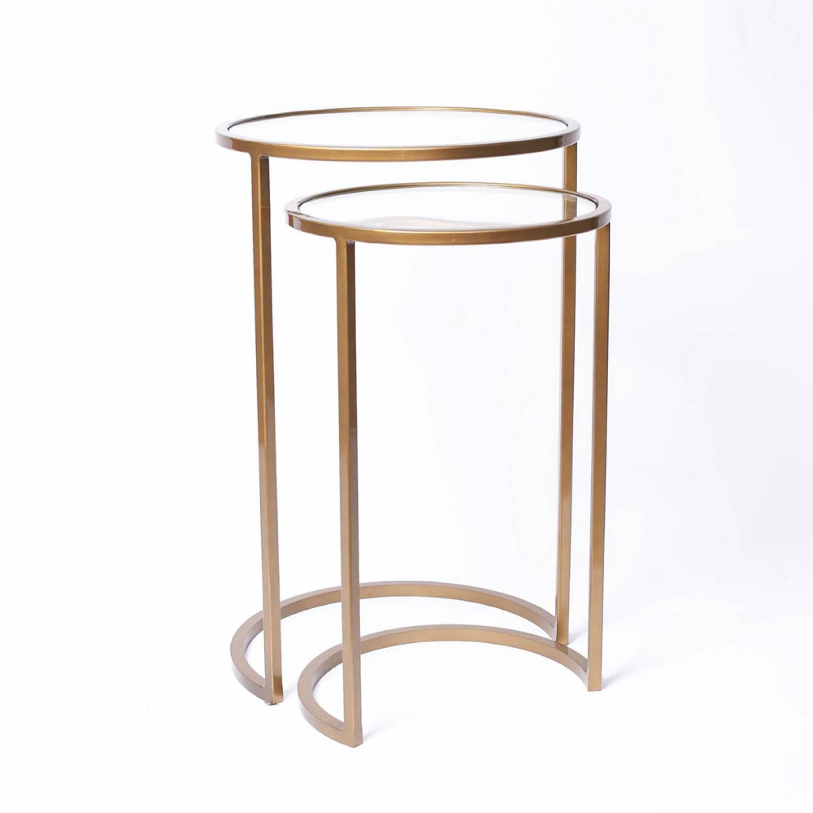 Set Of 2 Nakuru Iron & Glass Side Tables In Brass