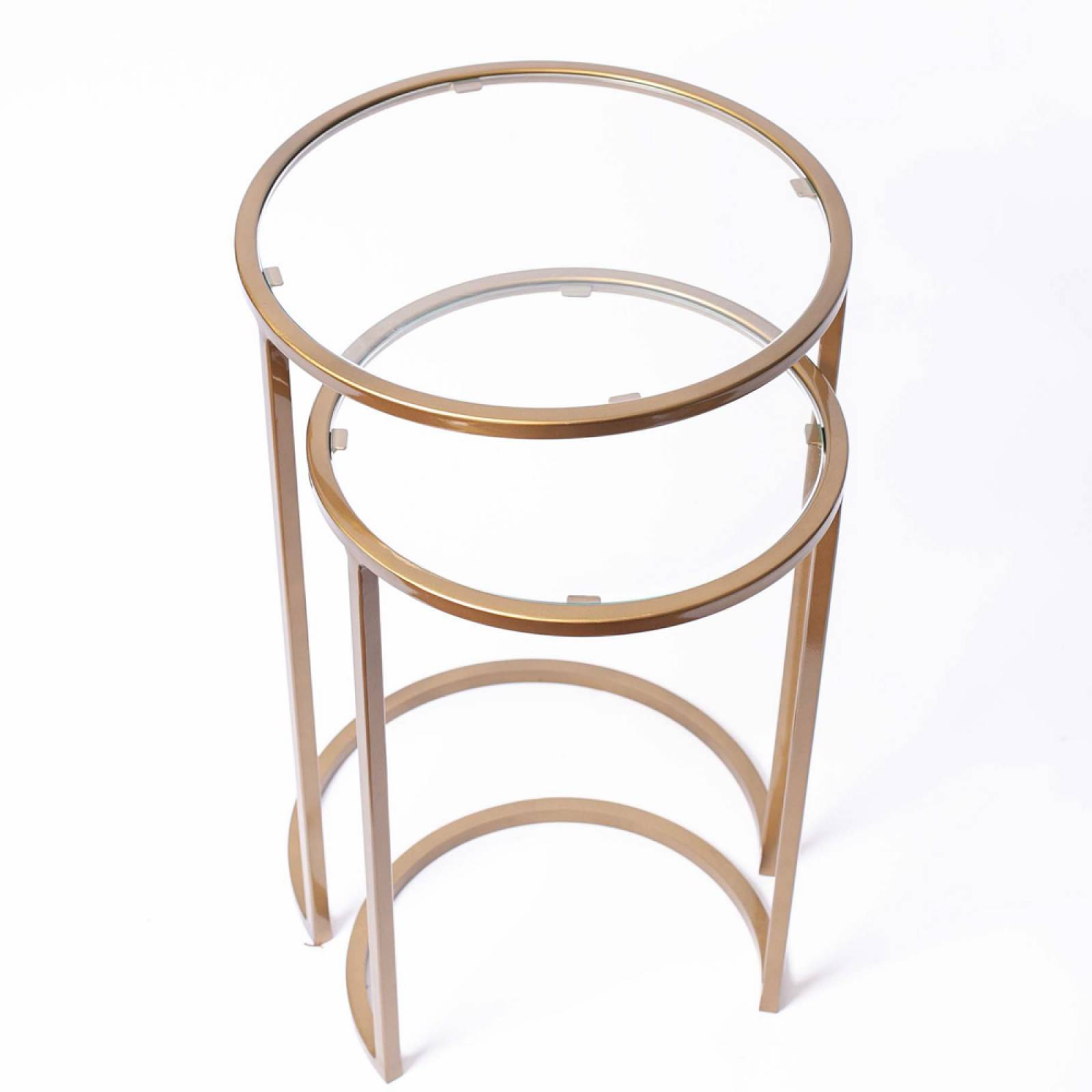 Set Of 2 Nakuru Iron & Glass Side Tables In Brass thumbnails