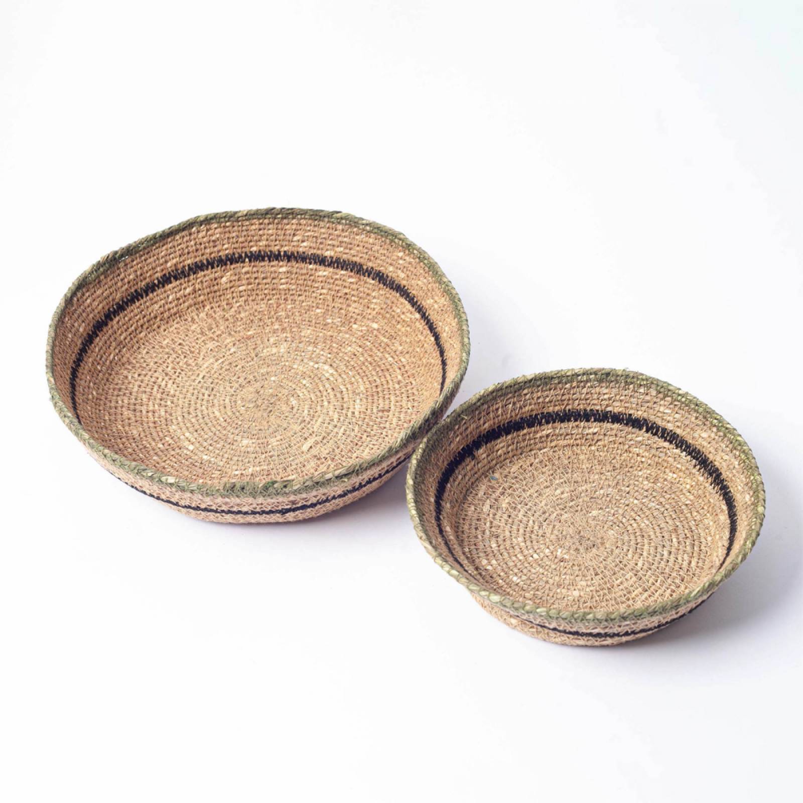 Set Of 2 Seagrass Basket Trays In Olive Green thumbnails