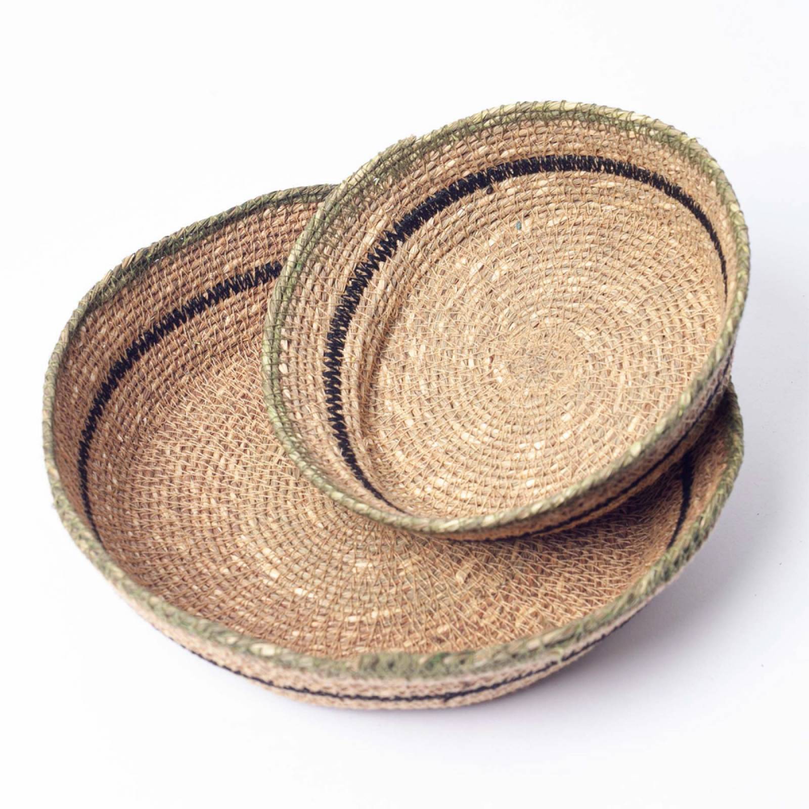 Set Of 2 Seagrass Basket Trays In Olive Green thumbnails