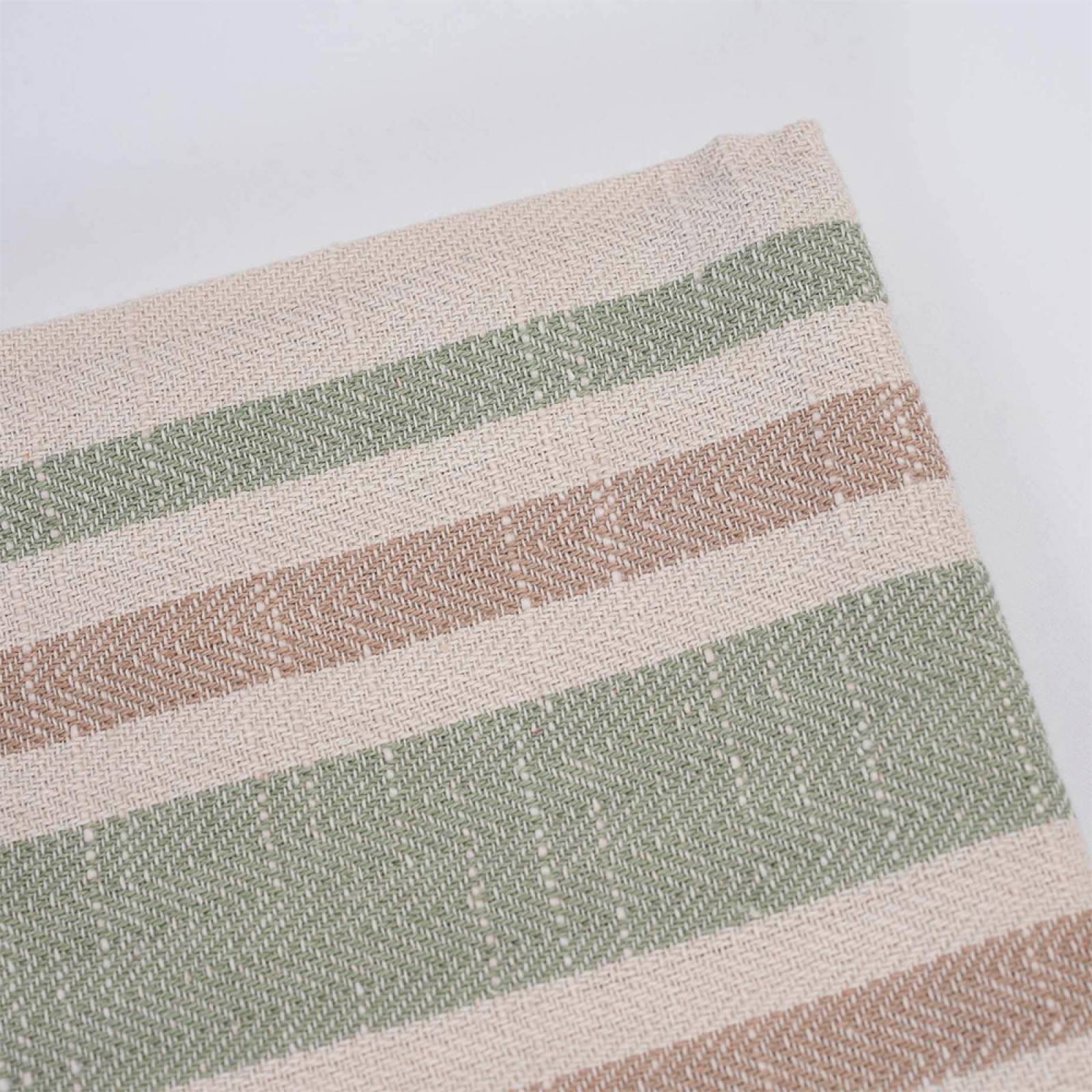 Set Of 2 Tea Towels In Green & Brown Stripe thumbnails
