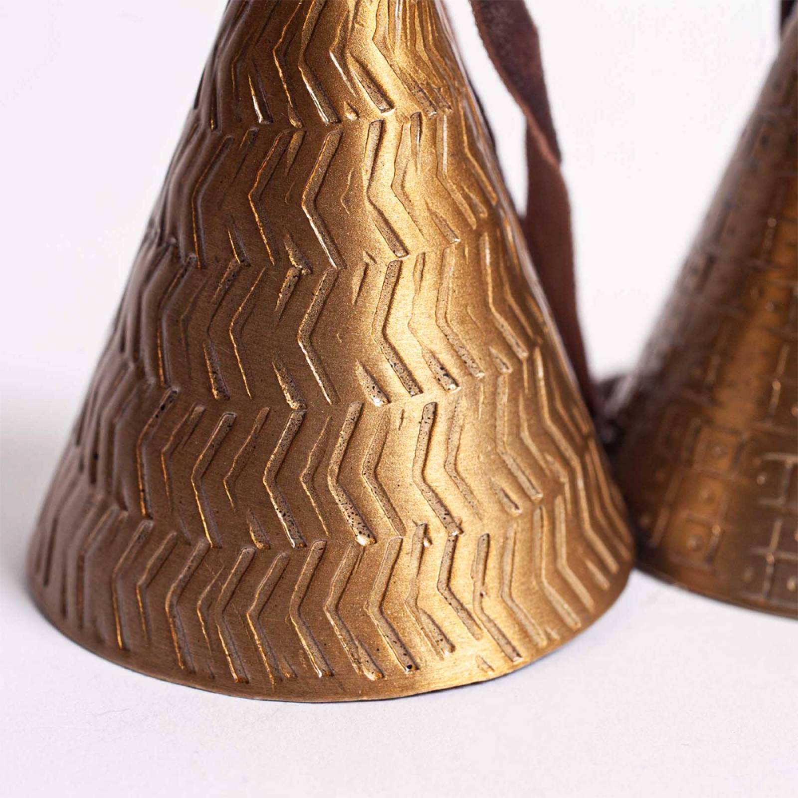 Set Of 3 Manya Metal Bell Baubles In Brass thumbnails