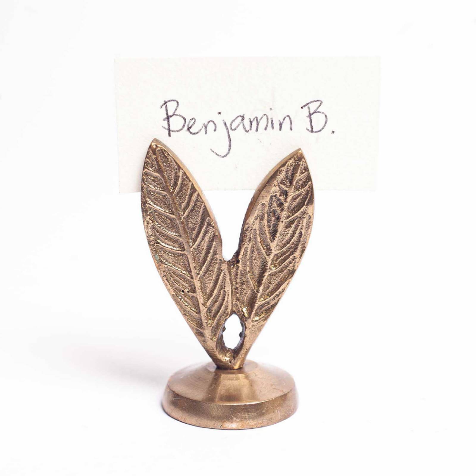 Set Of 4 Leaf Place Card Holders In Brass thumbnails