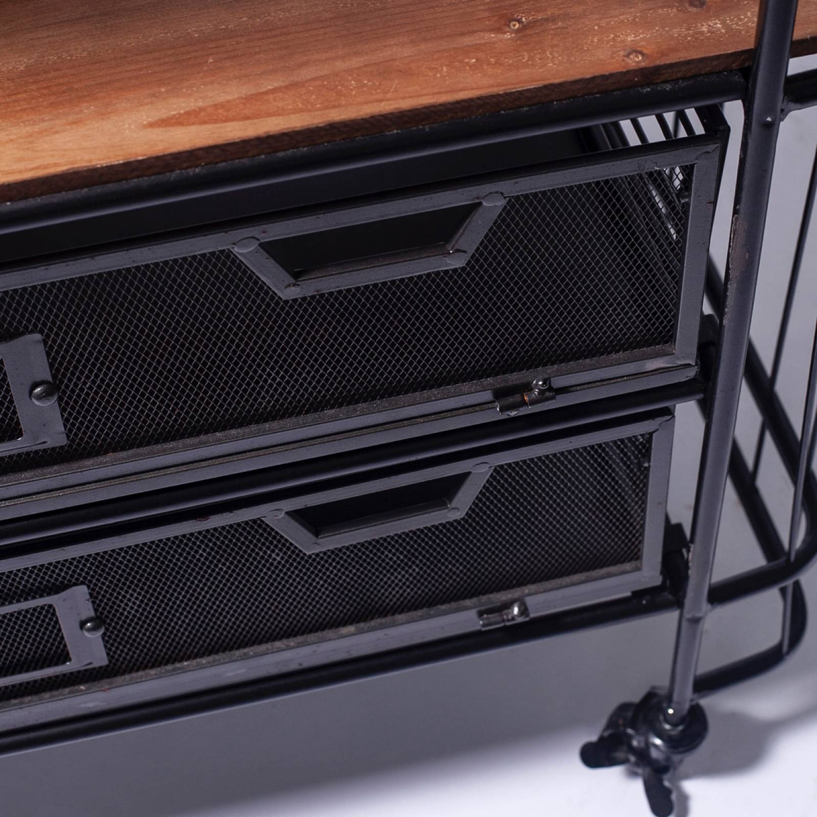 Wooden & Metal Shelving Unit With Drawers On Castors thumbnails