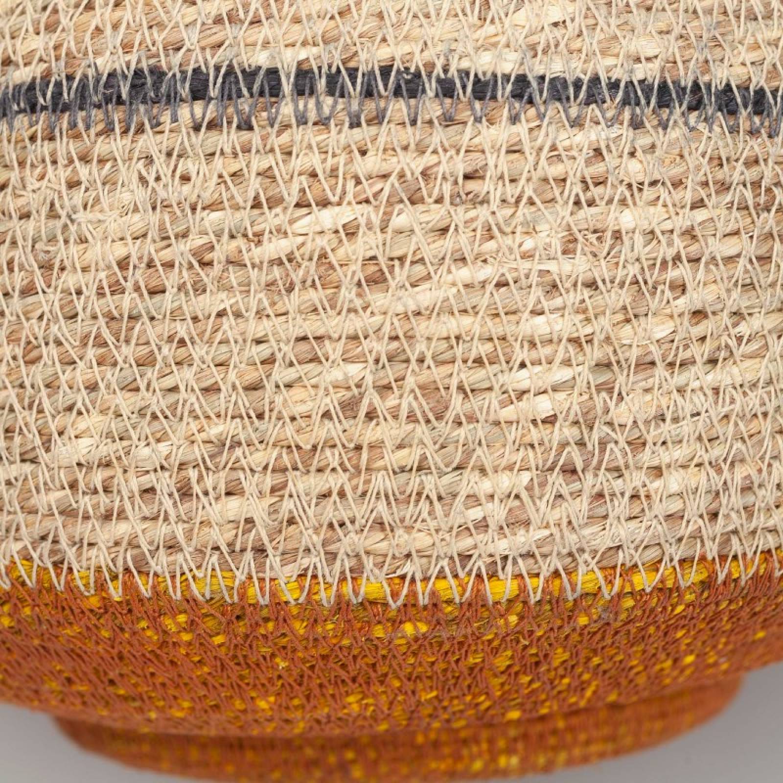 Short Basket With Black Stripes & Mustard Base H:18cm thumbnails