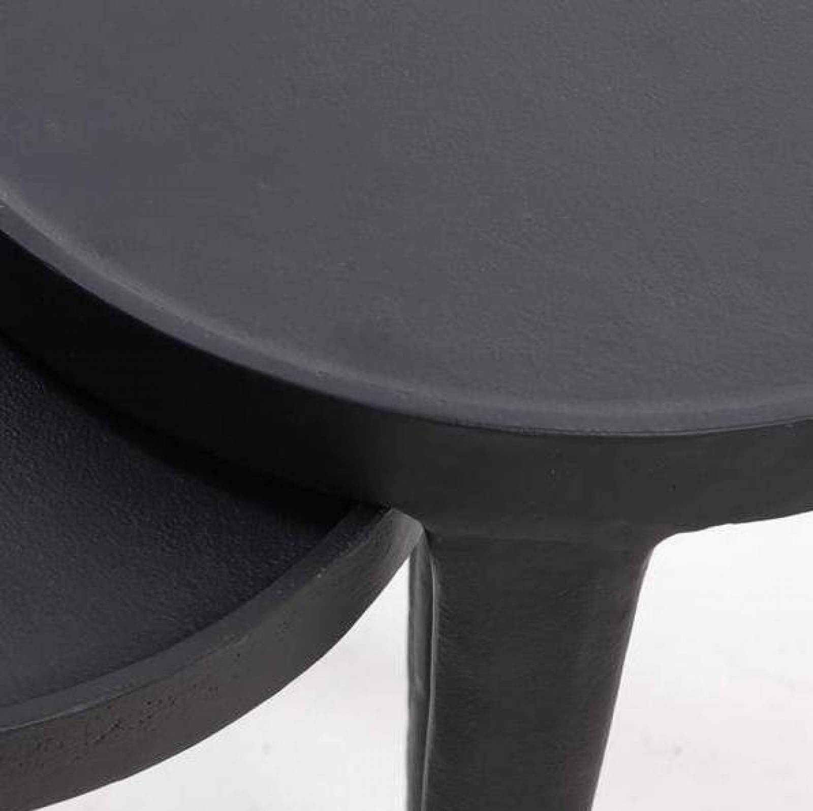 Large Simple Black Metal Side Table With Curved Lip H:43cm thumbnails