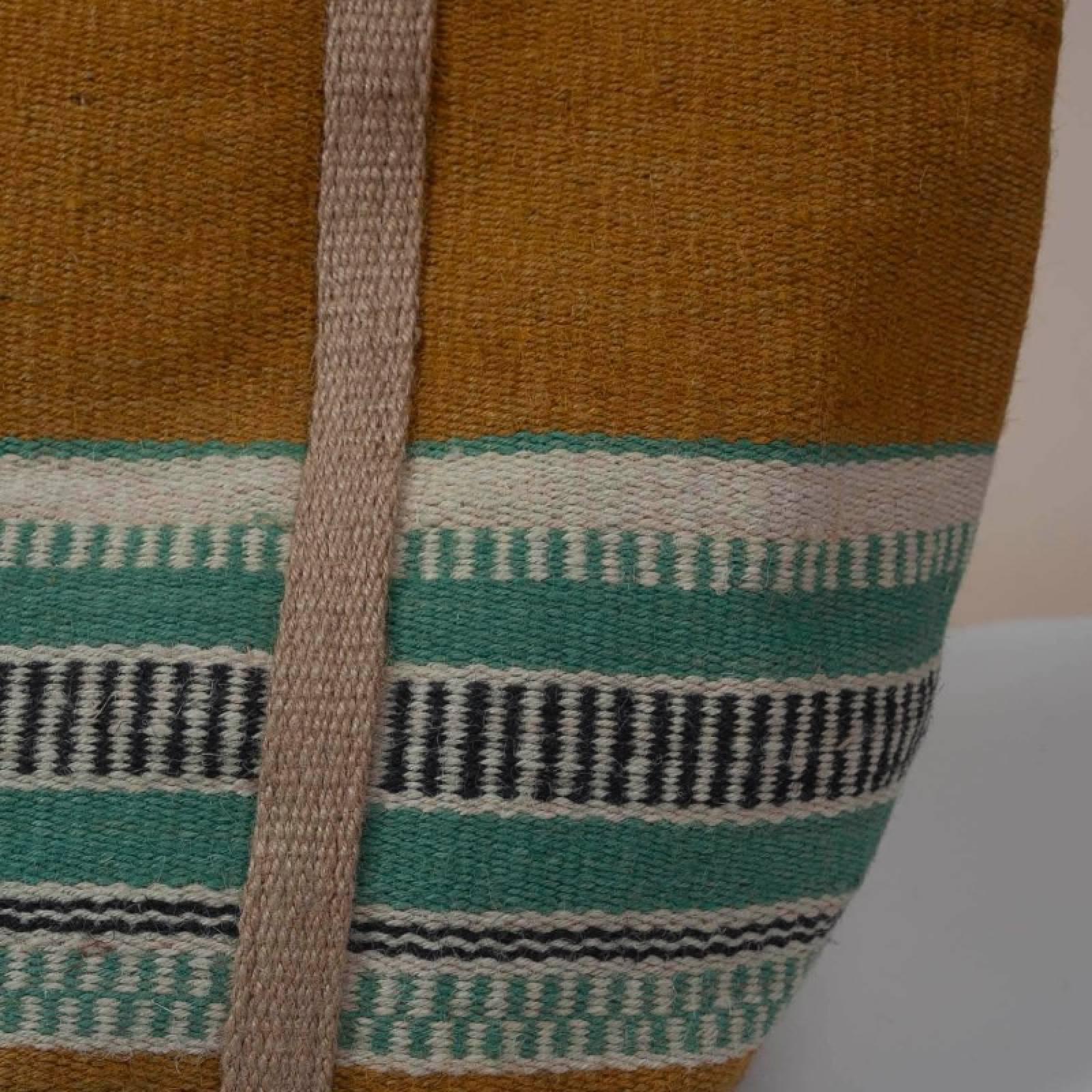 Small Jute Basket With Handles In Mustard & Aqua thumbnails