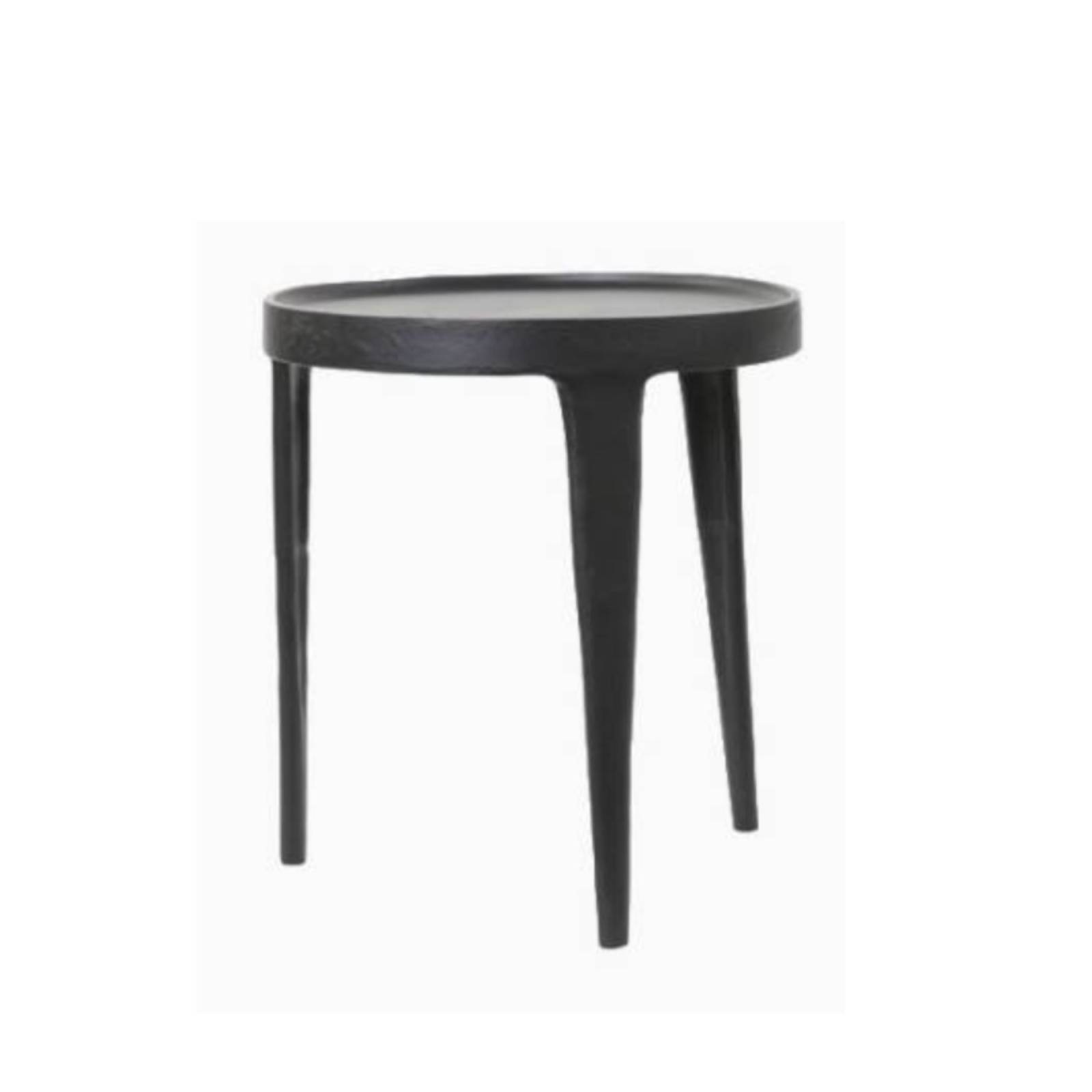 Small Simple Black Metal Side Table With Curved Lip H:37cm