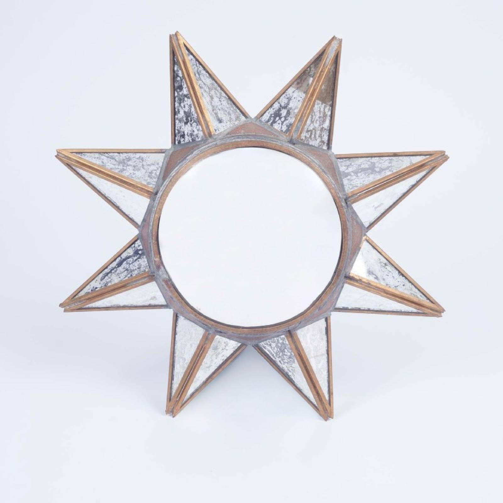 Small Star Mirror With Convex Centre & Weathered Glass 34cm