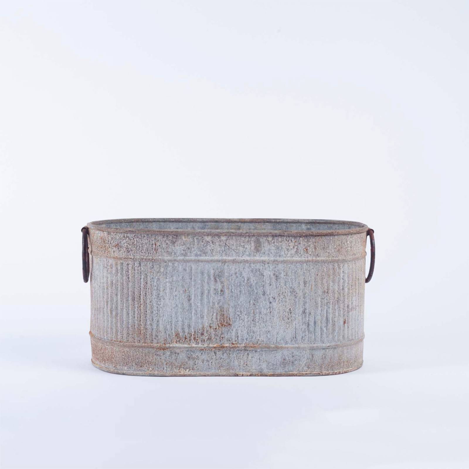 Small Akasa Zinc Trough Planter With Handles