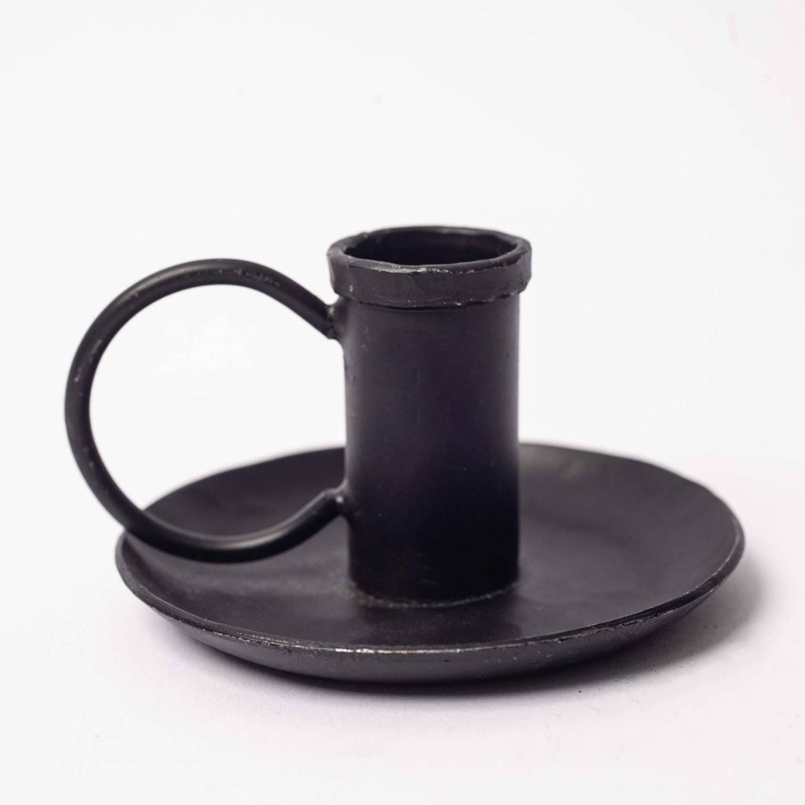 Small Amri Candlestick Holder With Handle In Antique Black thumbnails