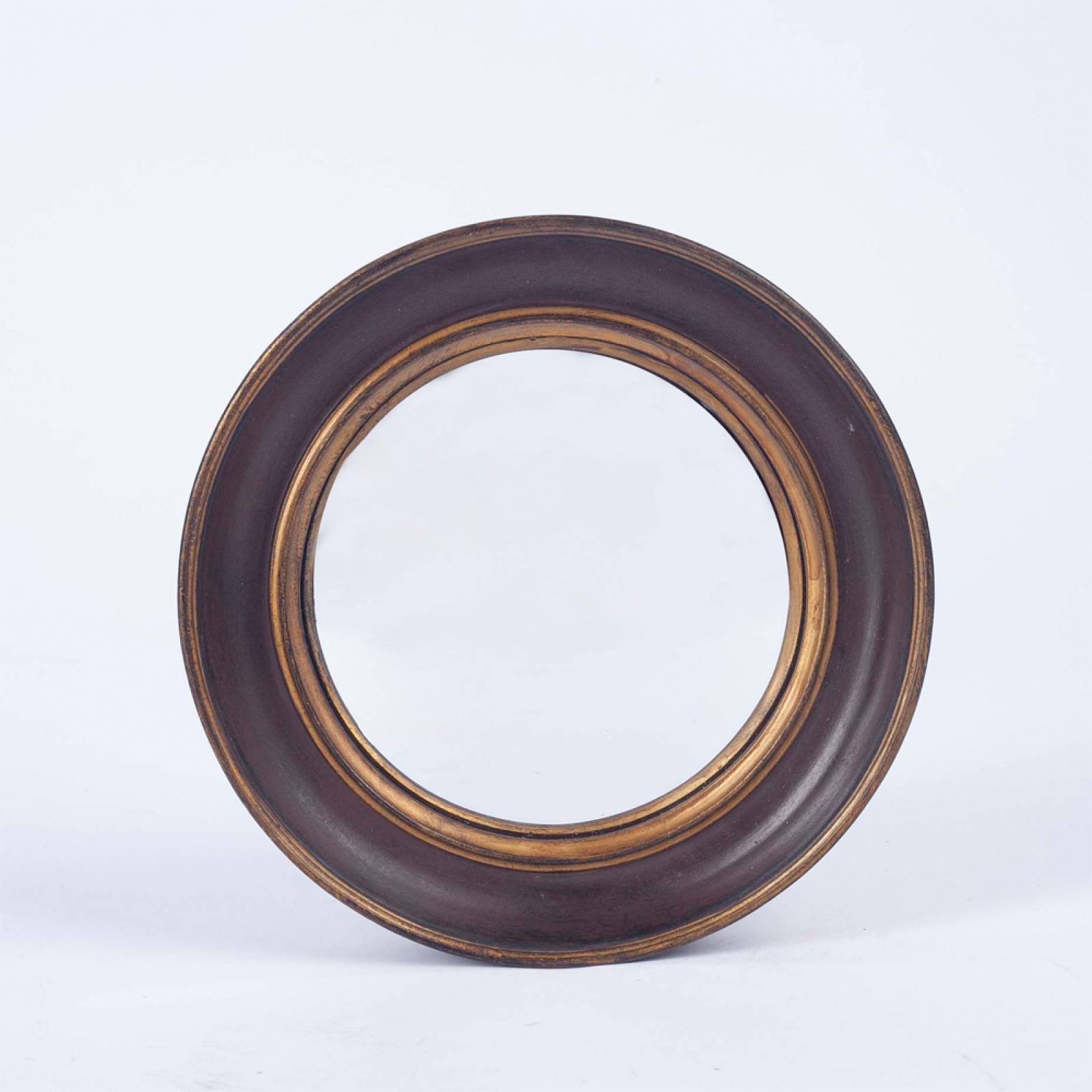 Small Black & Gold Convex Mirror With Double Edge D:17.5cm