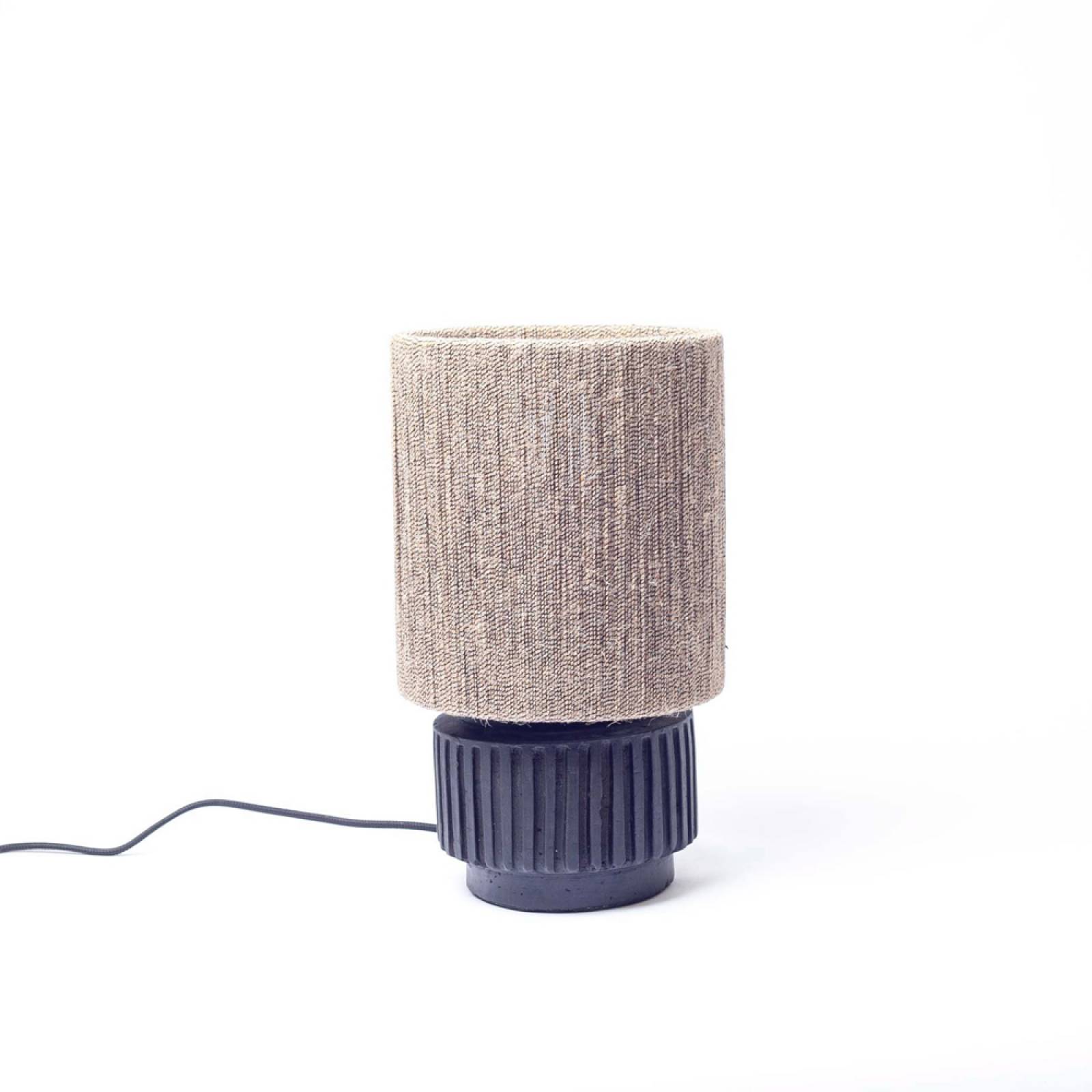 Small Black Terracotta Table Lamp With Jute Shade H:32cm