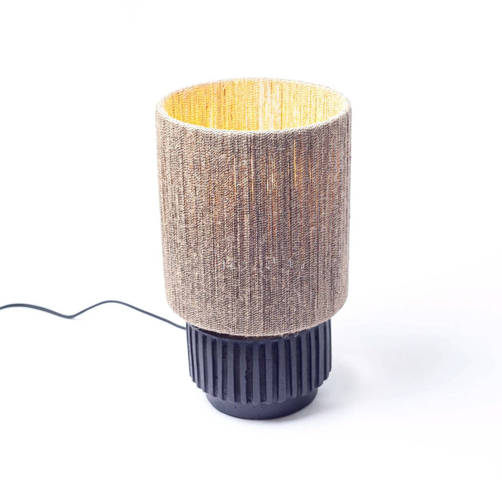 Small Black Terracotta Table Lamp With Jute Shade H:32cm thumbnails