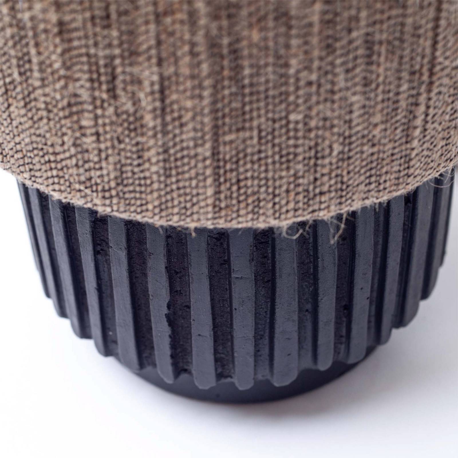 Small Black Terracotta Table Lamp With Jute Shade H:32cm thumbnails