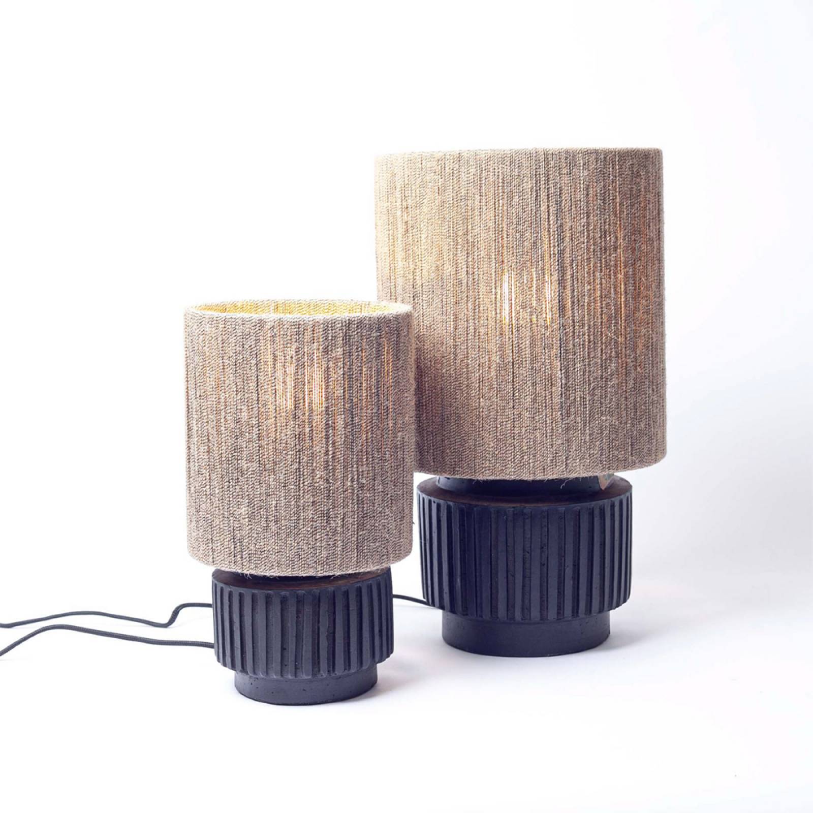 Small Black Terracotta Table Lamp With Jute Shade H:32cm thumbnails