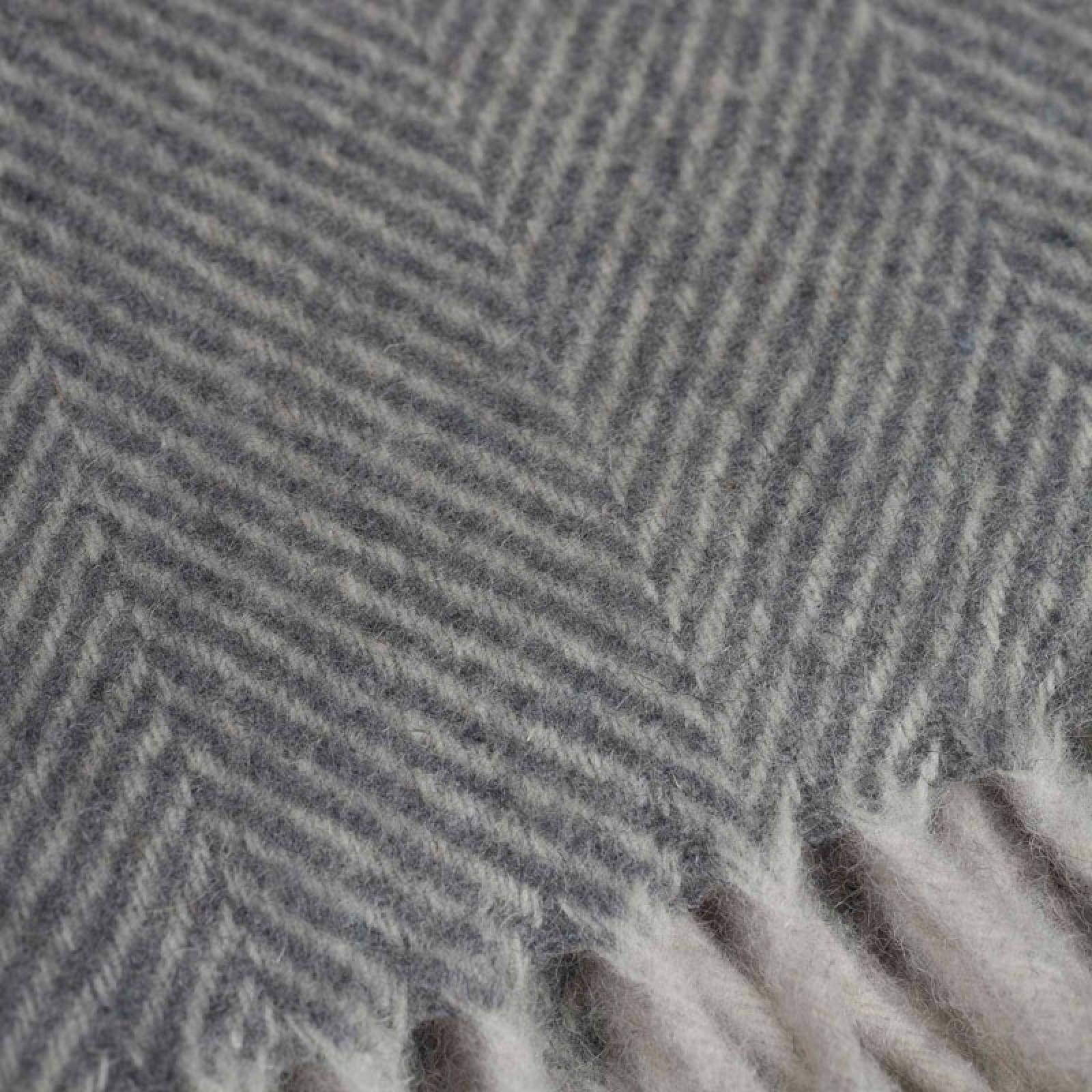 Small Blanket In Charcoal Herringbone Recycled Wool thumbnails