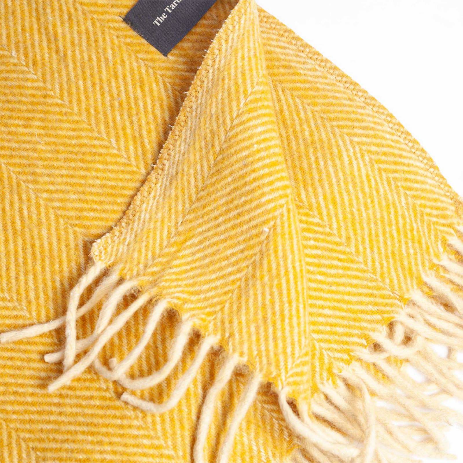 Small Blanket In Mustard Herringbone Recycled Wool thumbnails