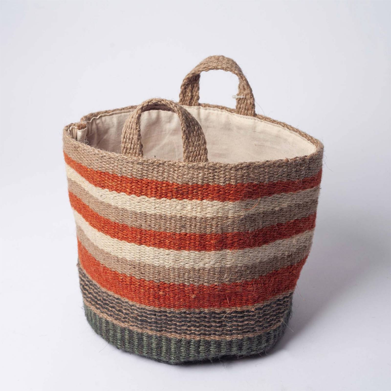 Small Jute Storage Basket In Beige, Brown & Grey 20x20cm thumbnails