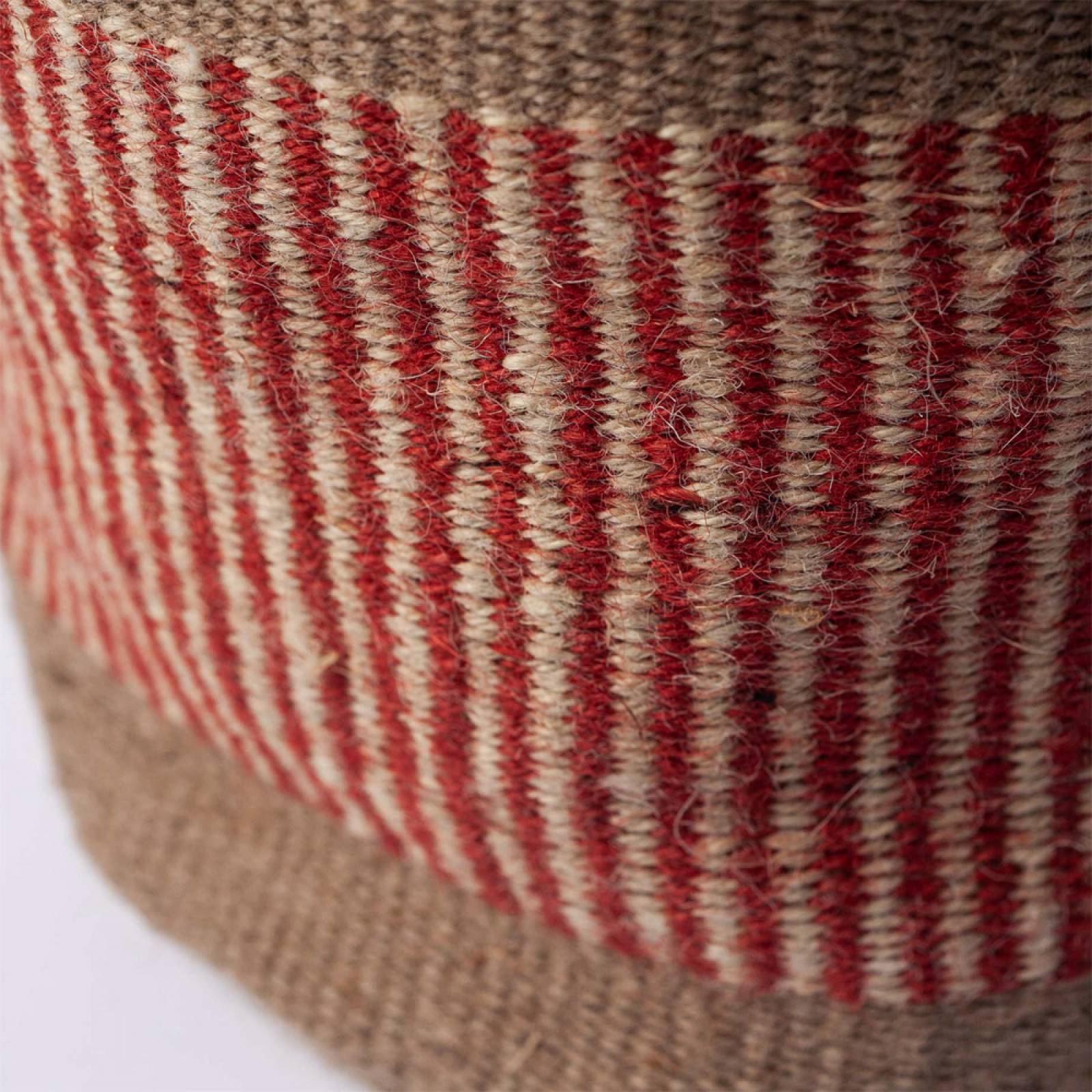 Small Jute Storage Basket In Rust Stripe With Border 20x20cm thumbnails