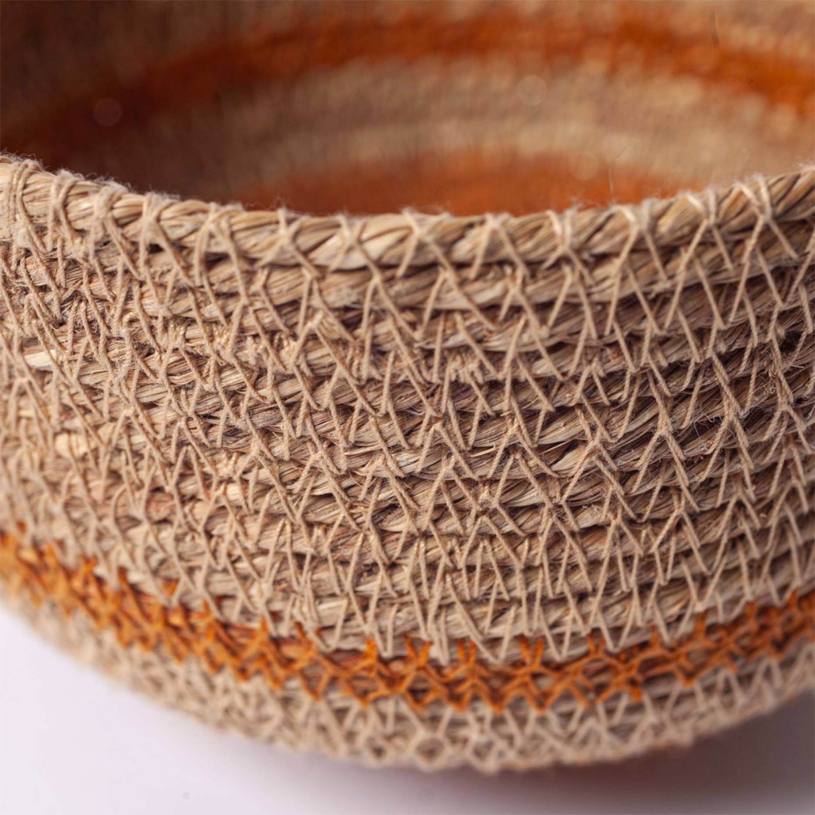 Small Orange & Natural Seagrass Tapered Basket thumbnails