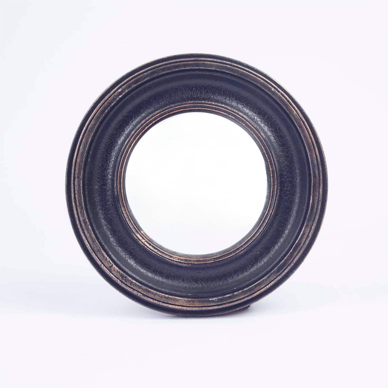 Small Round Convex Mirror With Black Patina D:23.5cm