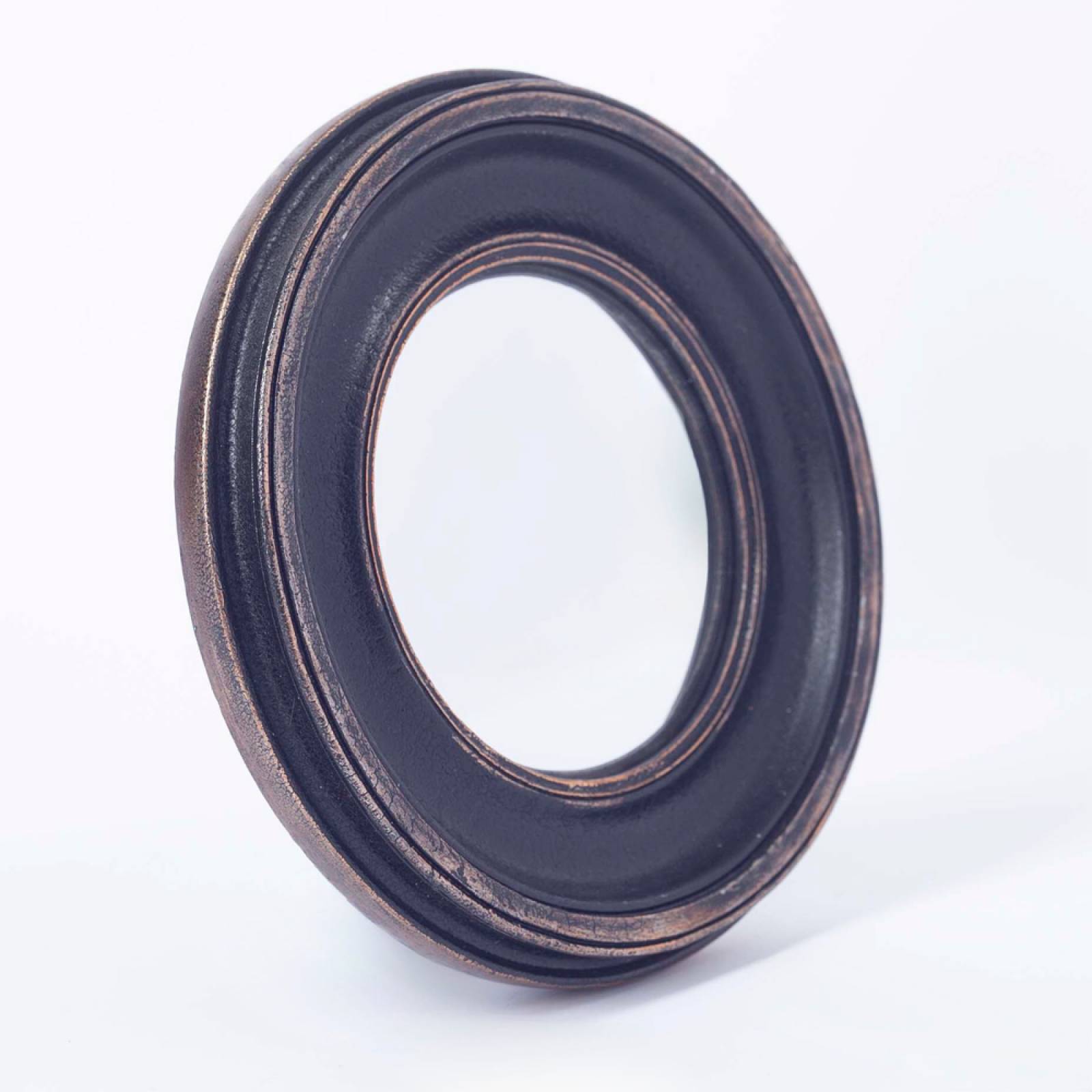 Small Round Convex Mirror With Black Patina D:23.5cm thumbnails