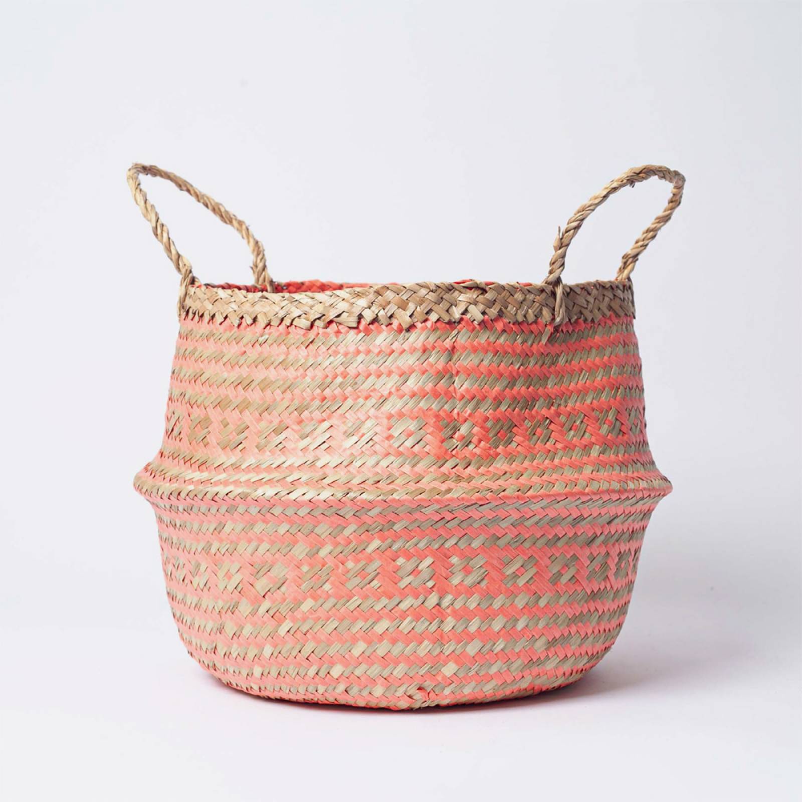 Small Seagrass Storage Basket In Coral