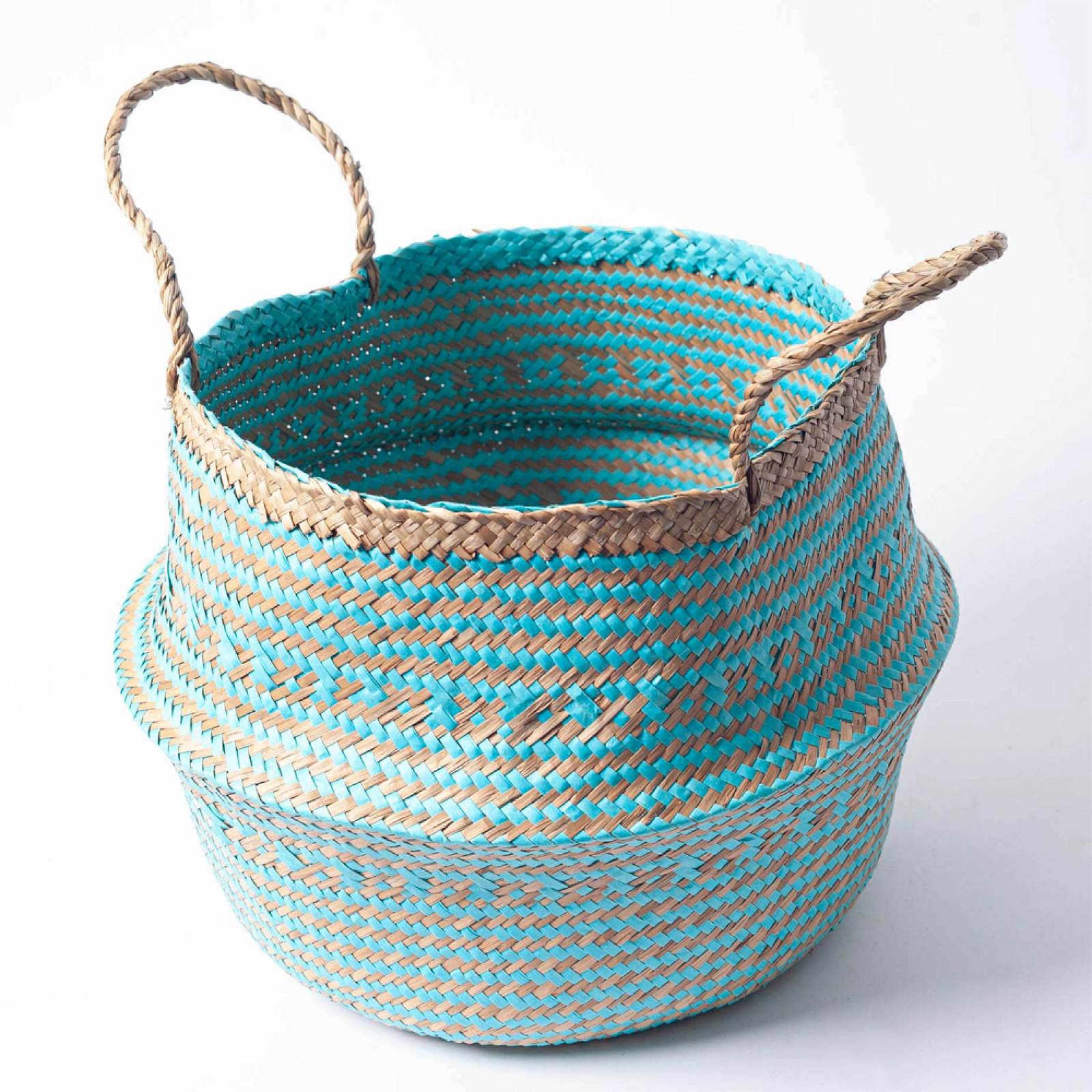 Small Seagrass Storage Basket In Turquoise thumbnails