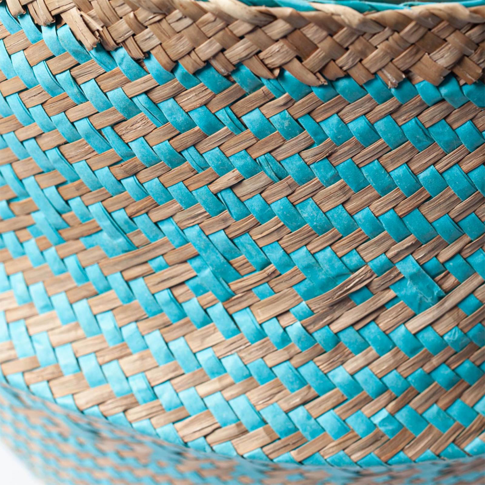 Small Seagrass Storage Basket In Turquoise thumbnails