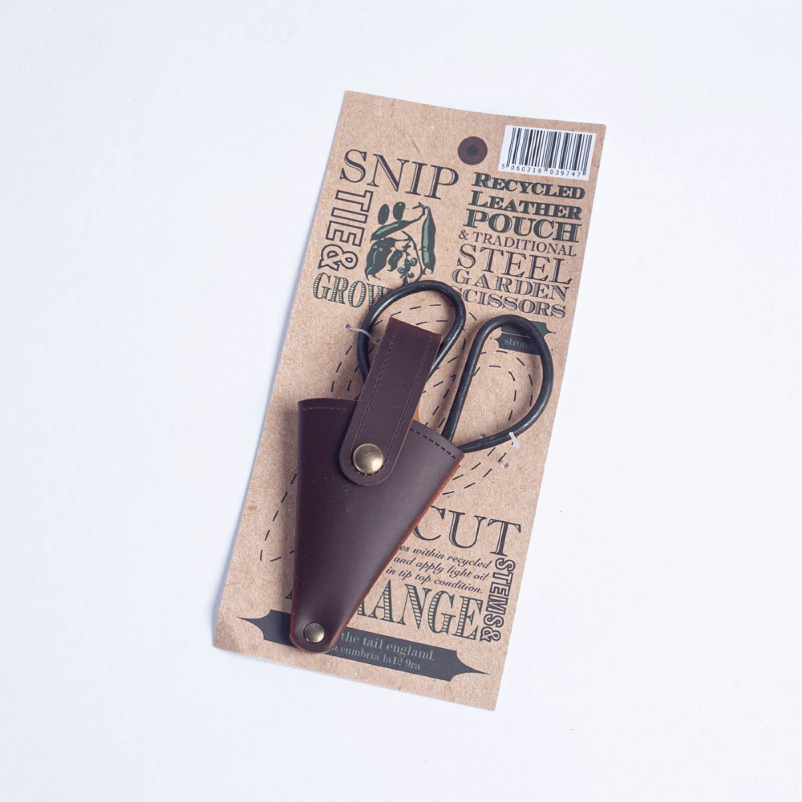 Small Traditional Gardening Scissors In Recycled Leather Pouch thumbnails