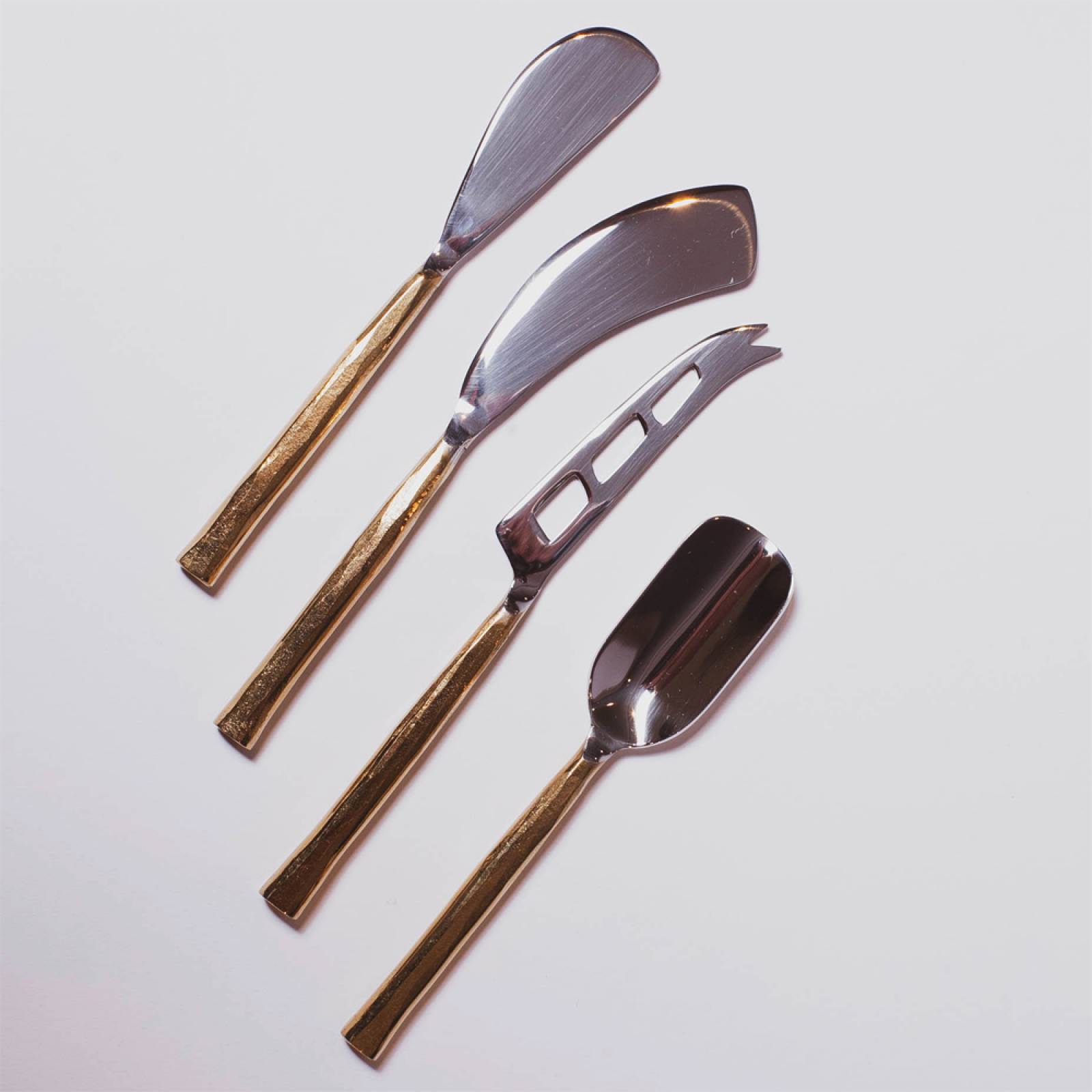 Darsa Set Of 4 Cheese Knife Set In Brushed Gold thumbnails
