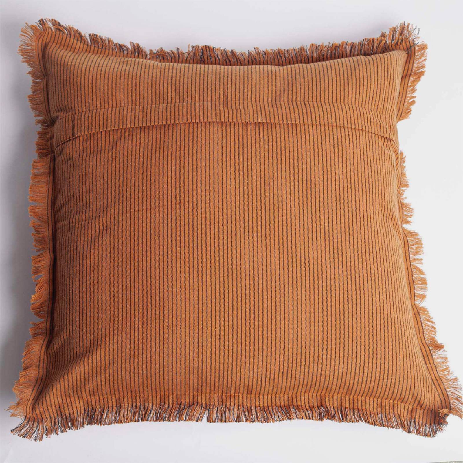 Square Cushion In Striped Almond With Fringing 50x50 thumbnails