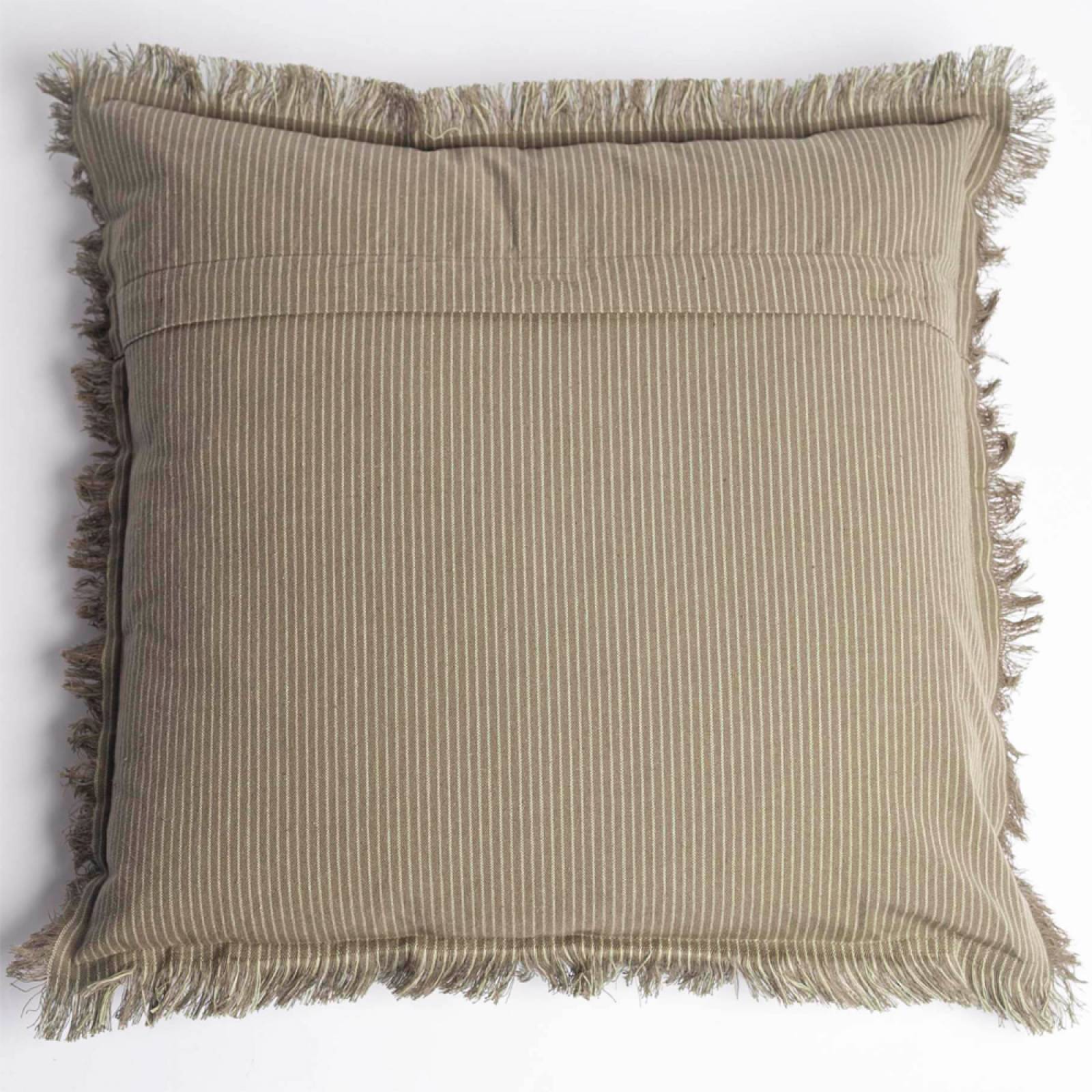 Square Cushion In Striped Jade With Fringing 50x50 thumbnails