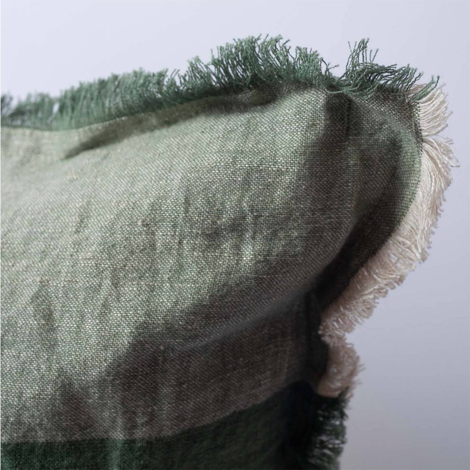 Square Green Checked Linen Cushion 60x60cm thumbnails