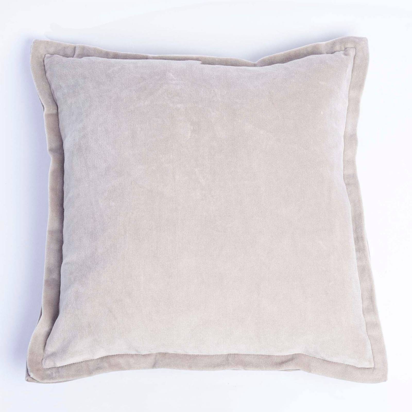 Square Velvet Cushion With Seamed Trim In Greige 50x50