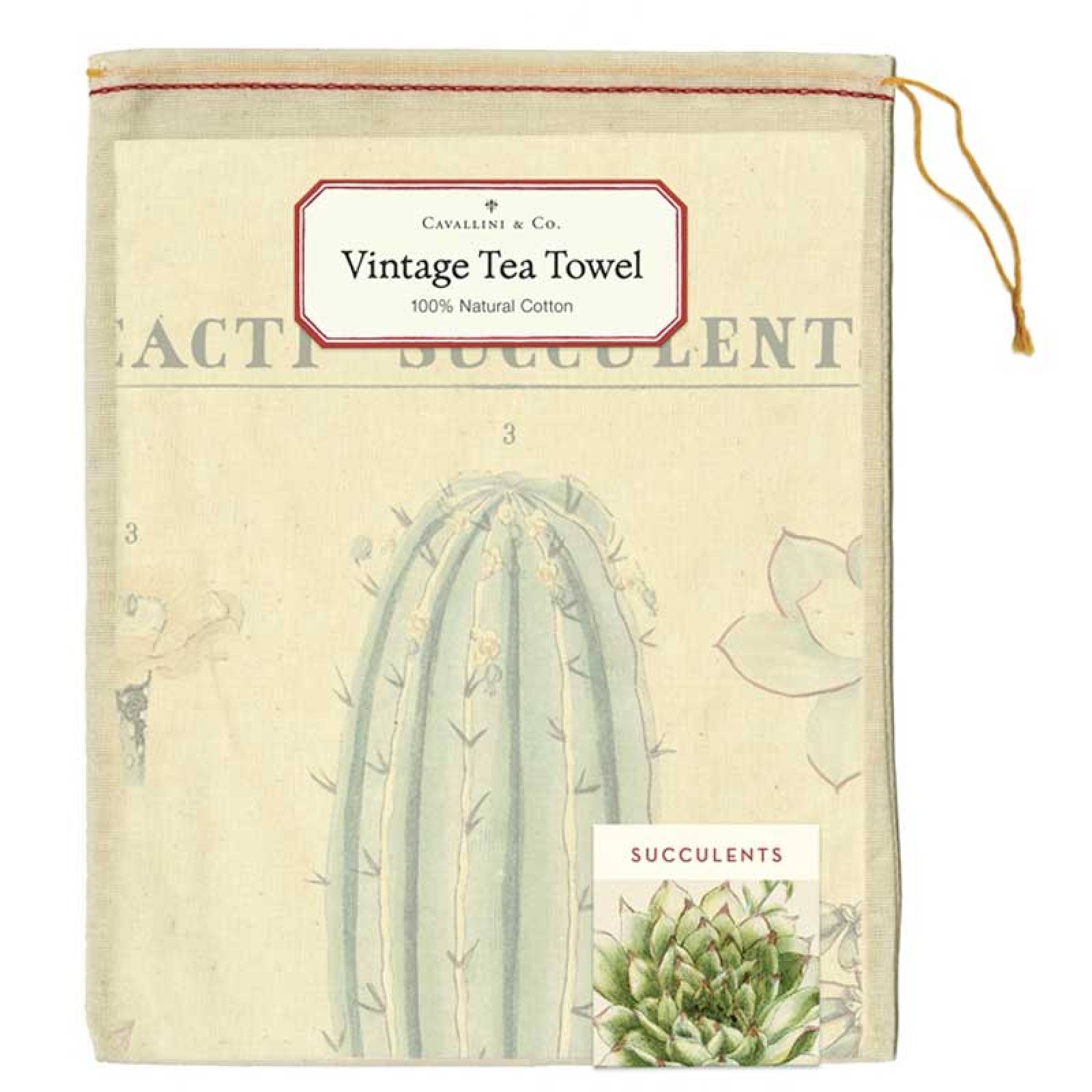 Succulents Cotton Tea Towel With Gift Bag thumbnails