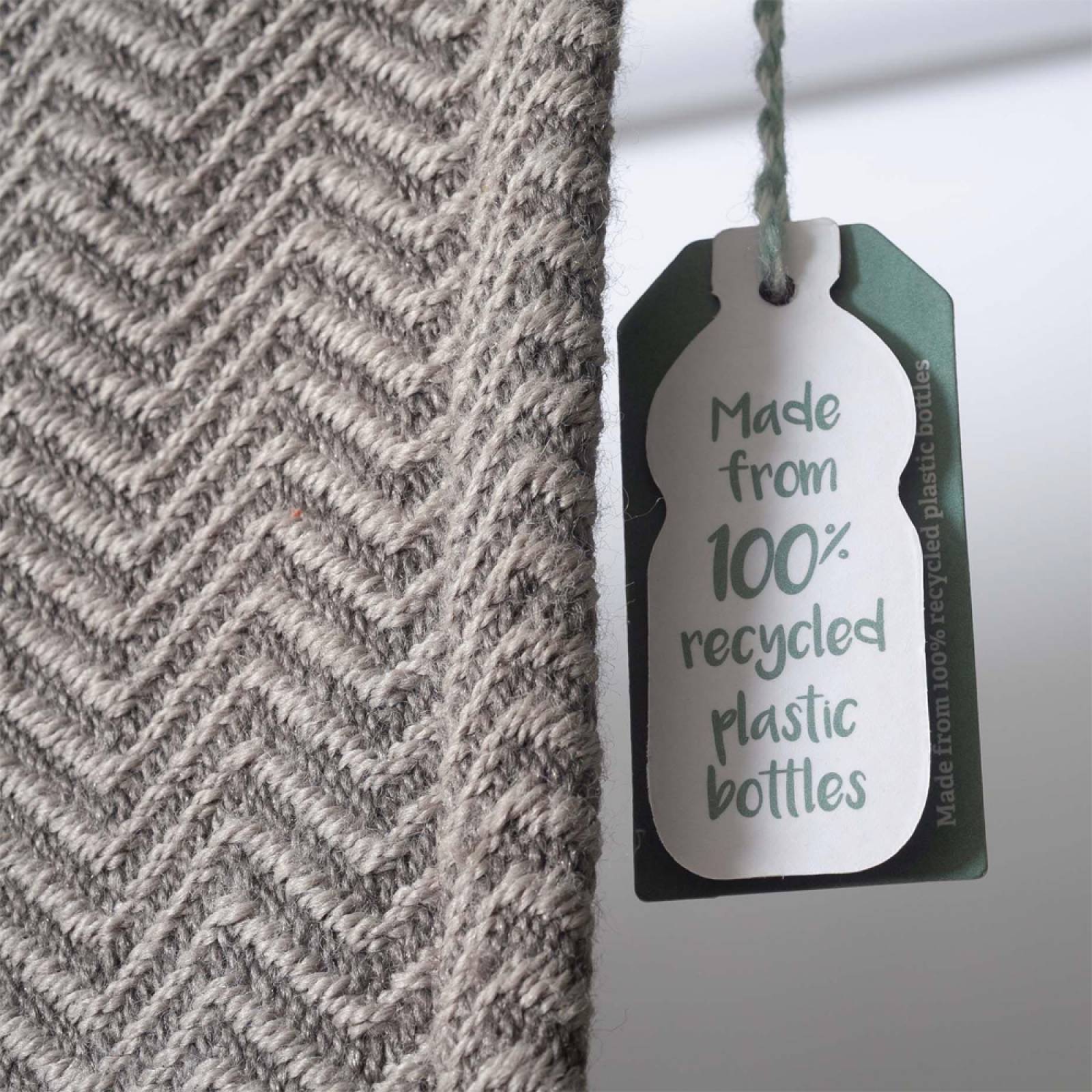 Tabby Grey Herringbone Blanket Made From Recycled Bottles thumbnails