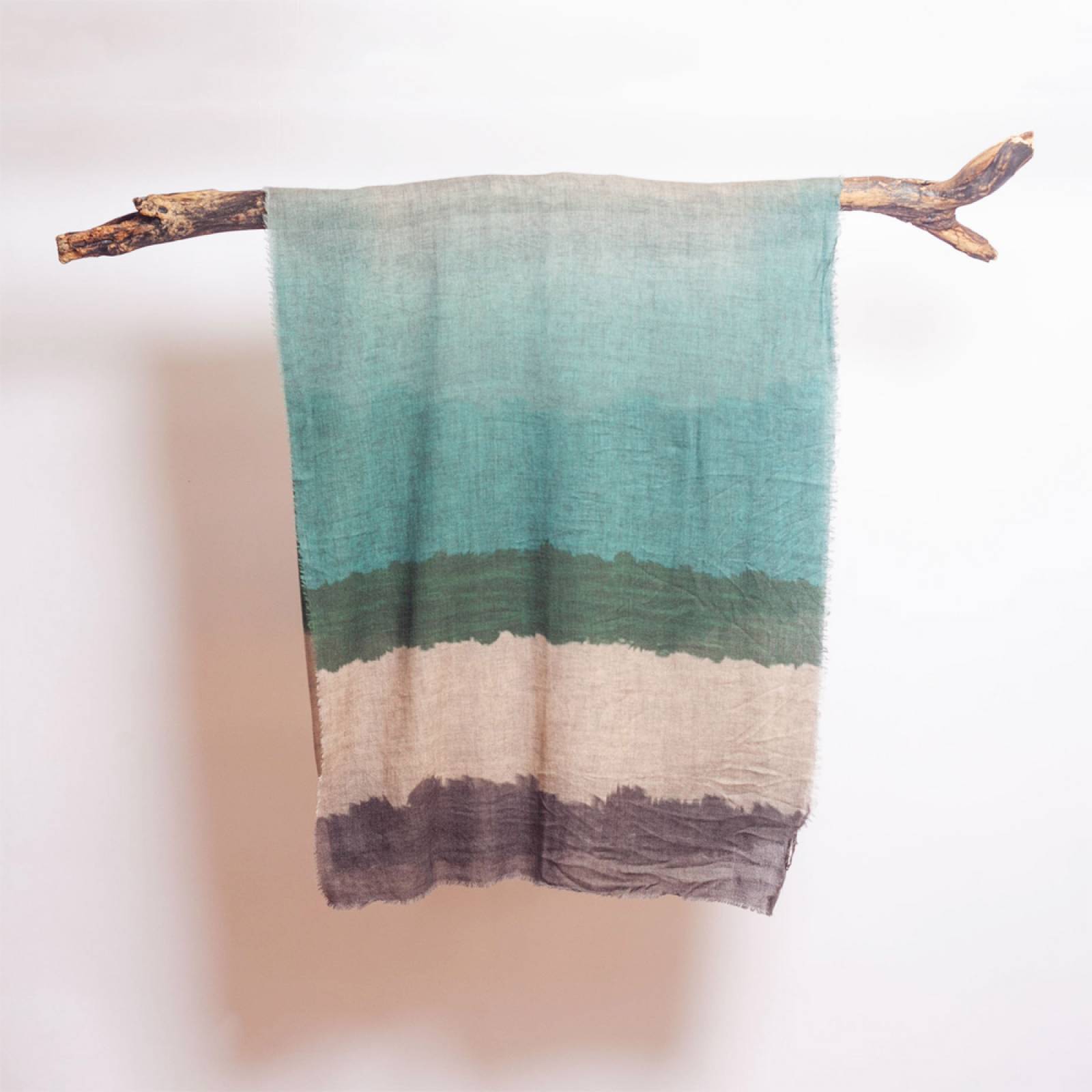 Teal Stripe Wool & Modal Scarf By Jo Edwards thumbnails