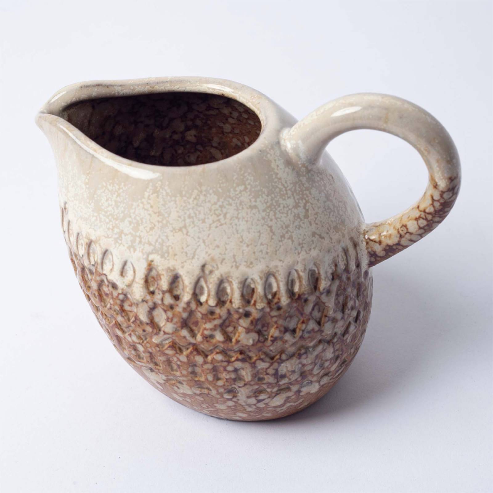 Textured Two Tone Leaning Stoneware Jug thumbnails