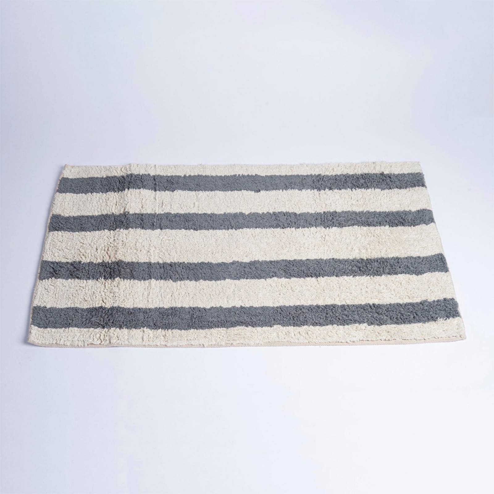 Tufted Bath Mat In Blue & White Stripe