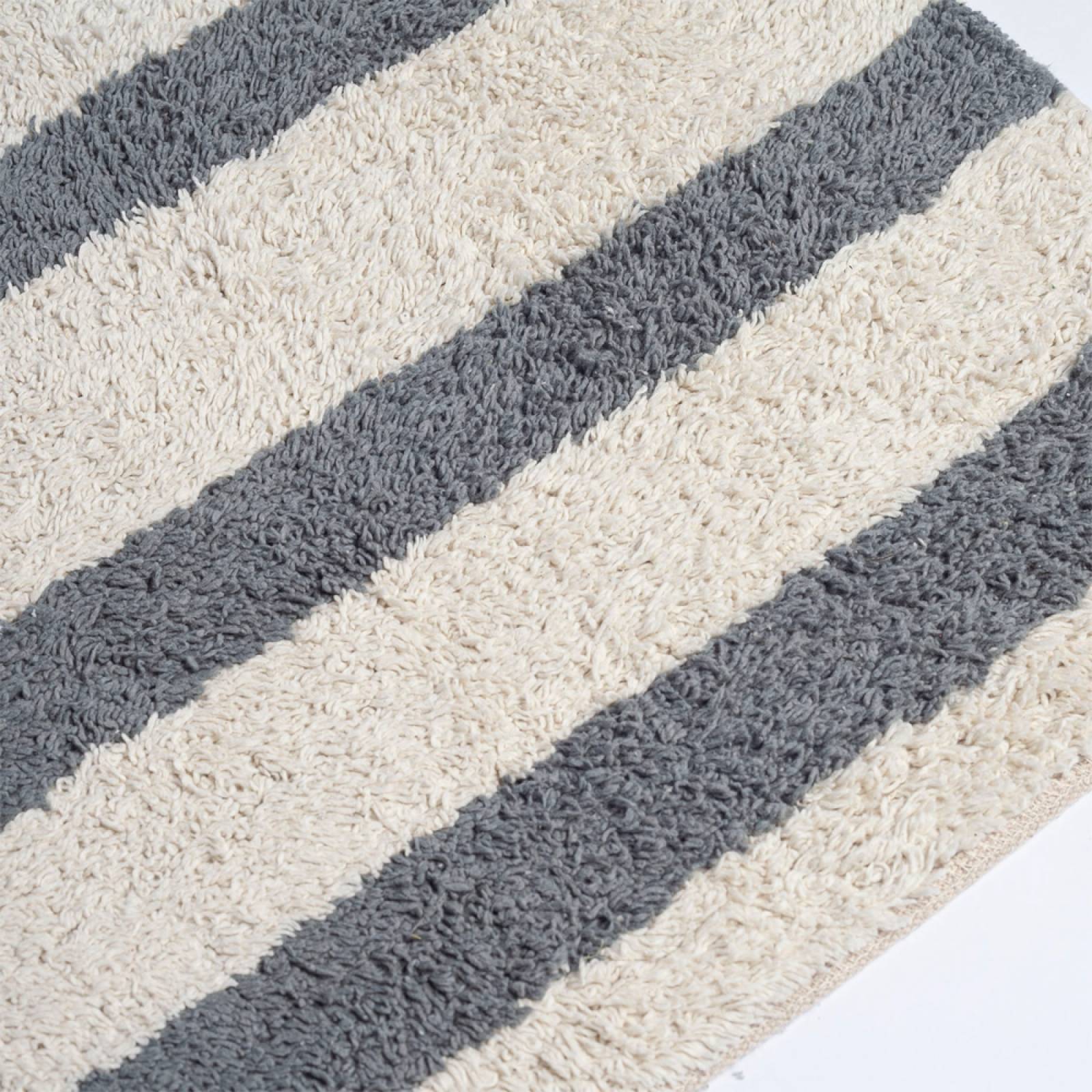Tufted Bath Mat In Blue & White Stripe thumbnails