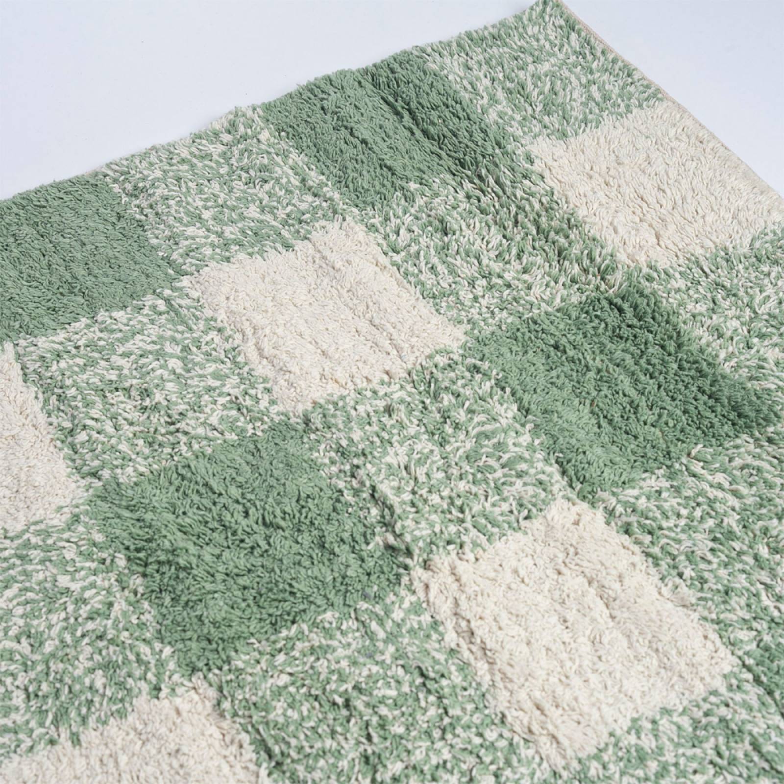 Tufted Bath Mat In Green & White Check thumbnails