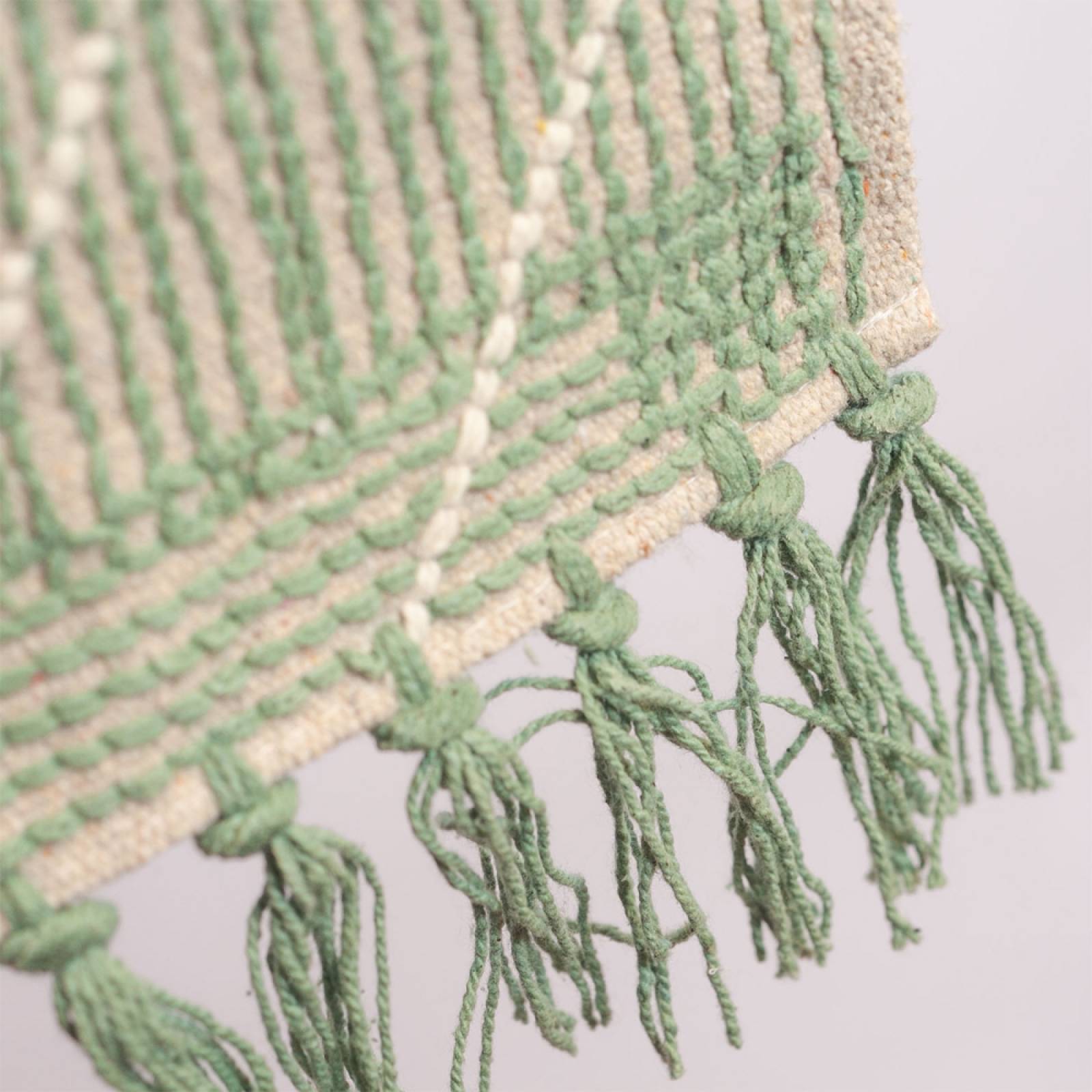 Tufted Bath Mat With Tassels In Dusty Green thumbnails