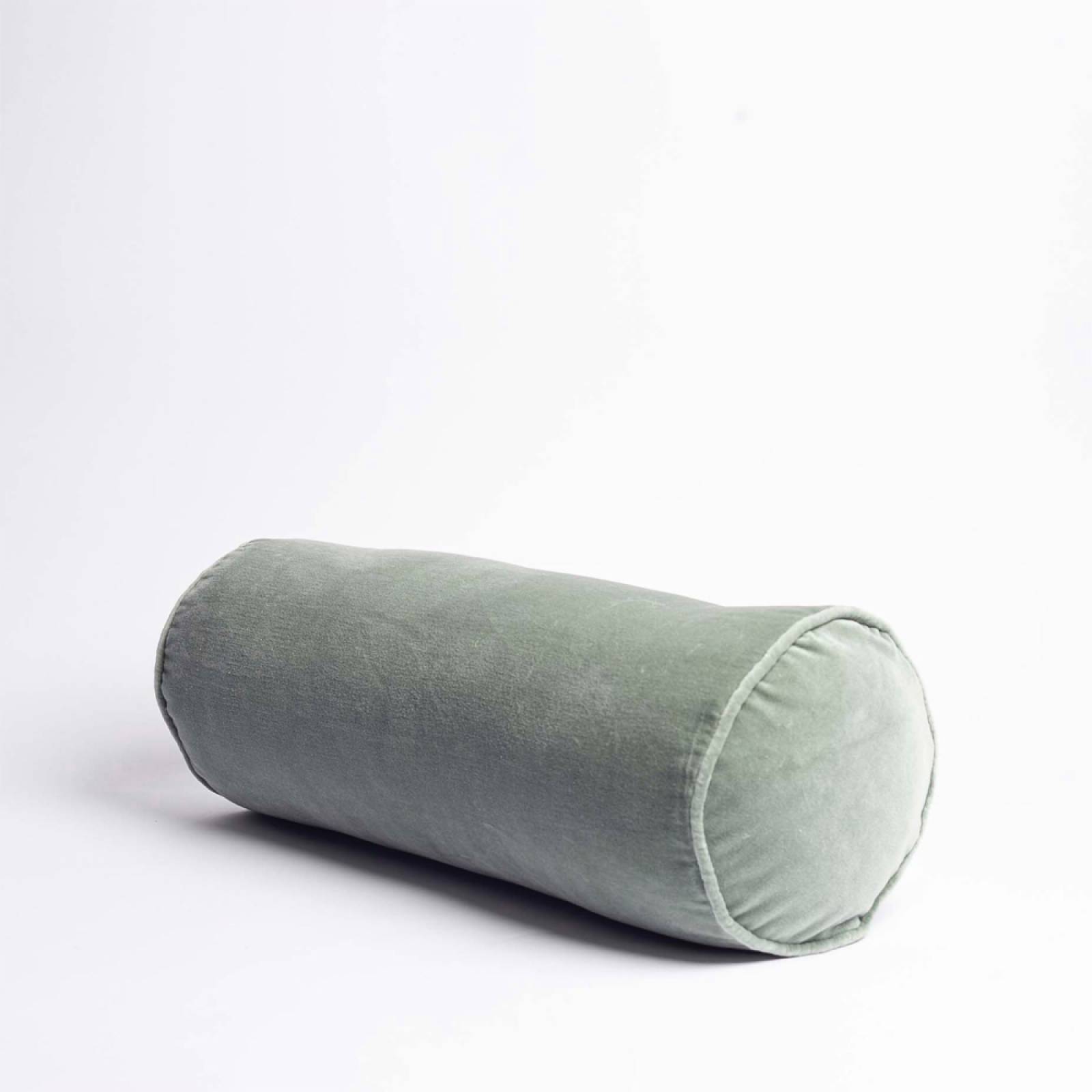 Velvet Bolster Cushion In Aqua