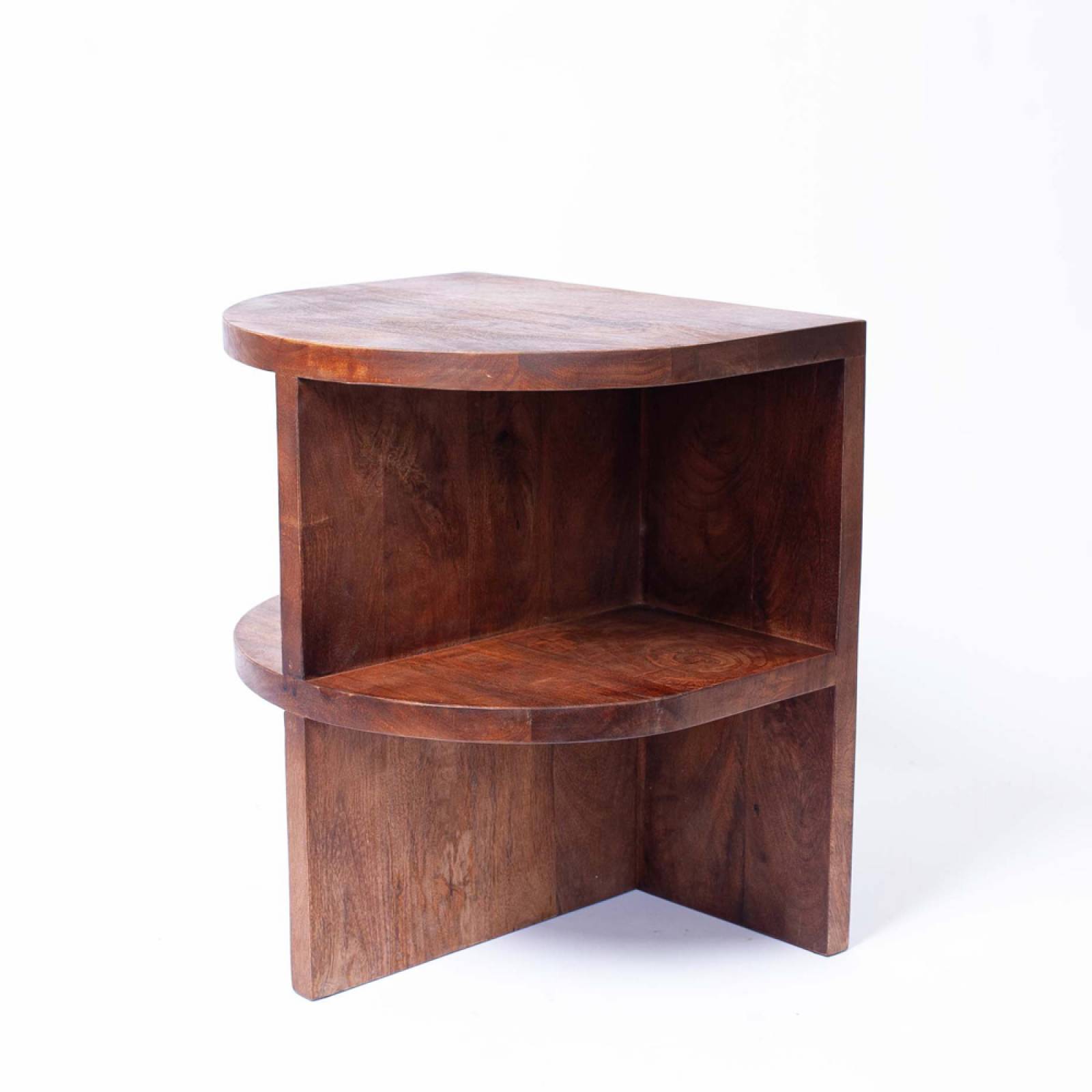 Wooden Curved Side Table With Shelves thumbnails